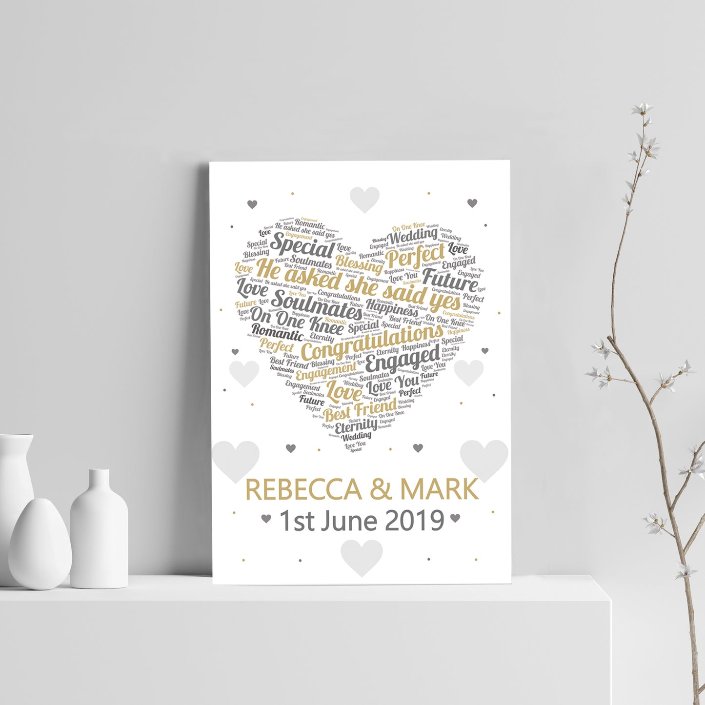 Engagement Gift Personalised Keepsake Print Engagement Present