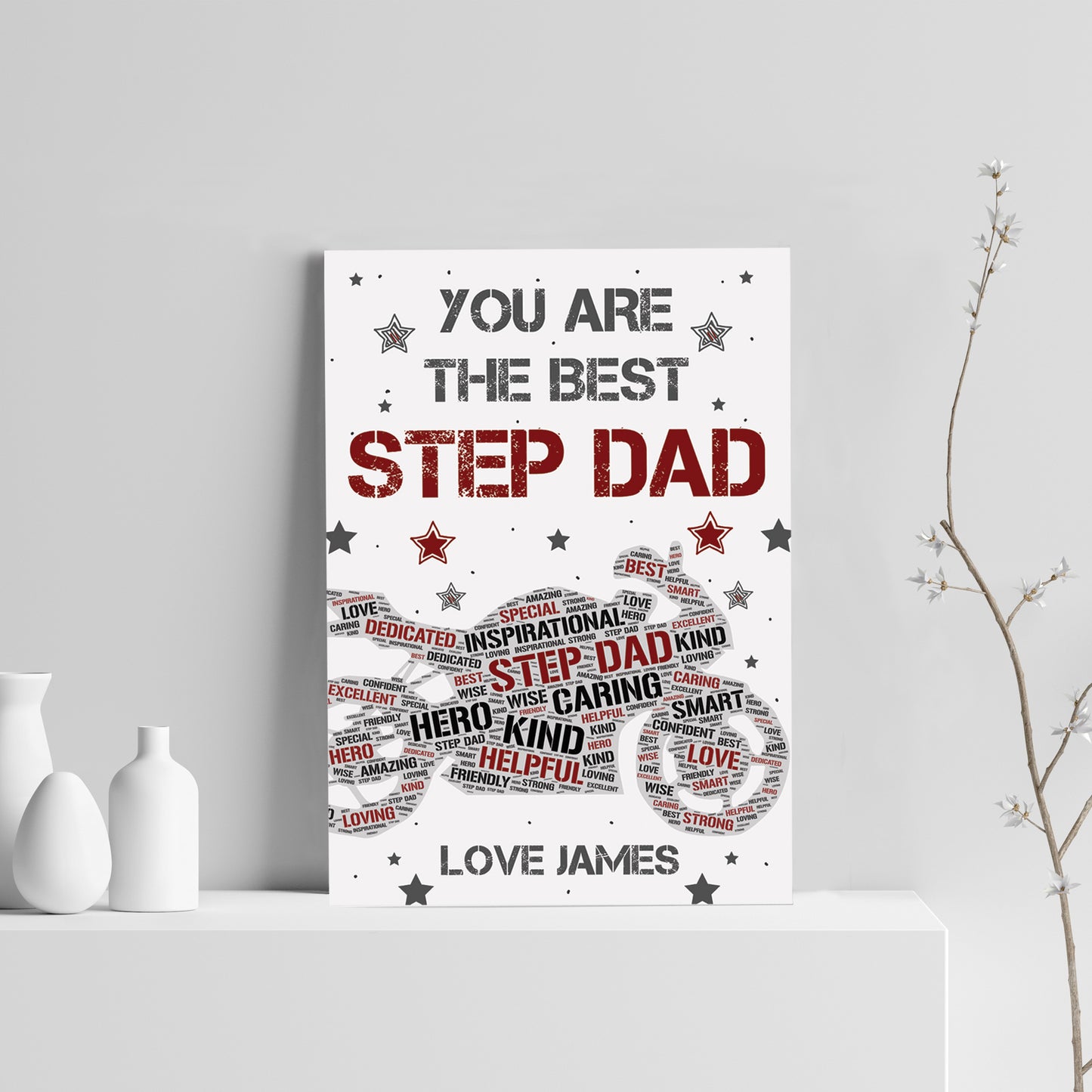 Personalised Fathers Day Gift Biker Gift Bike Print Step Dad