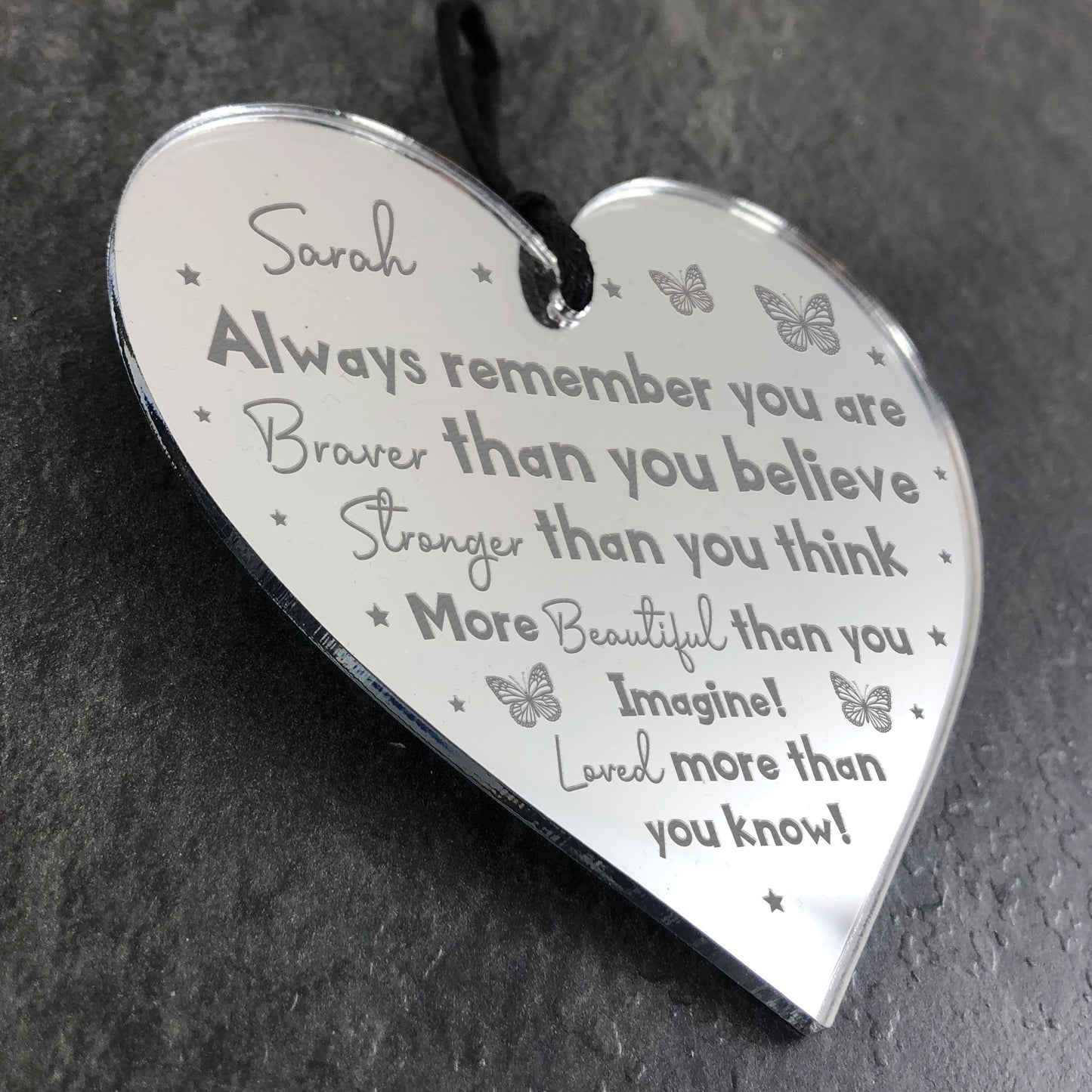 Stronger Inspirational Poem Friendship Gift Engraved Heart