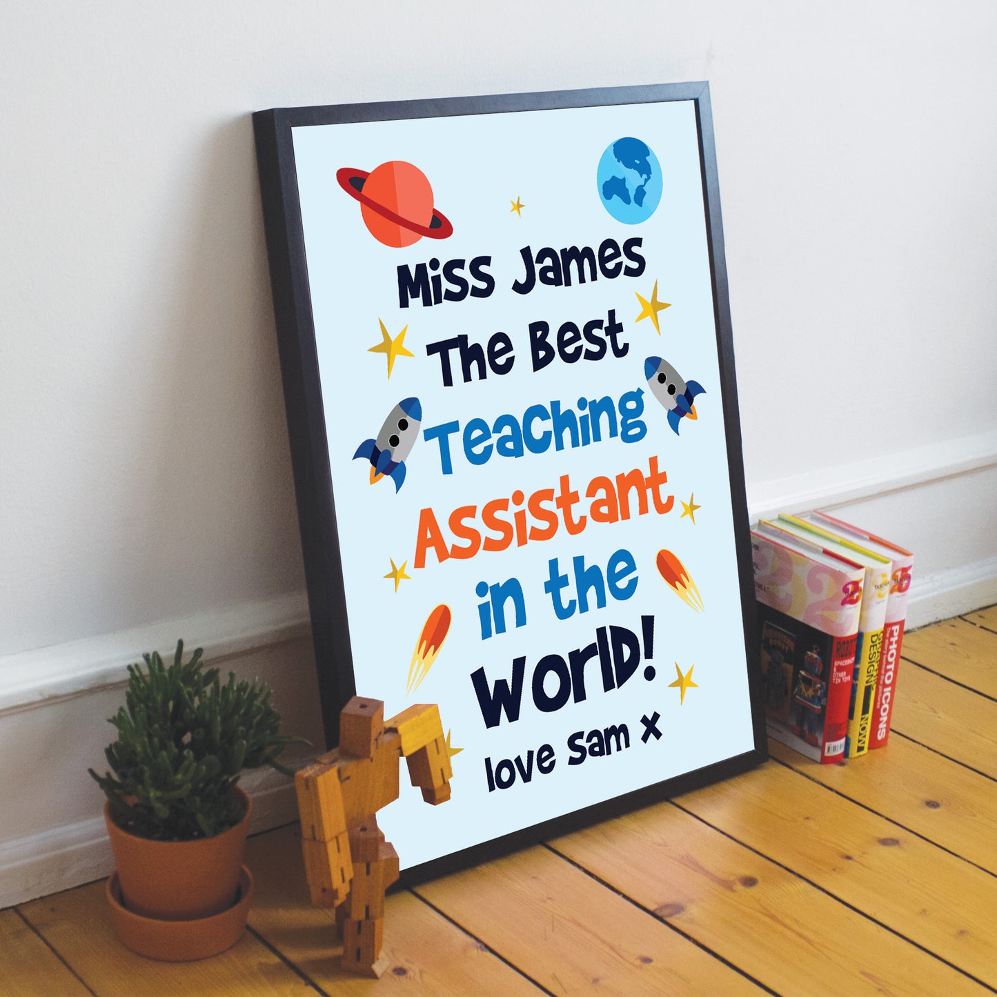 Personalised Best Teaching Assistant Gift Framed Print Space