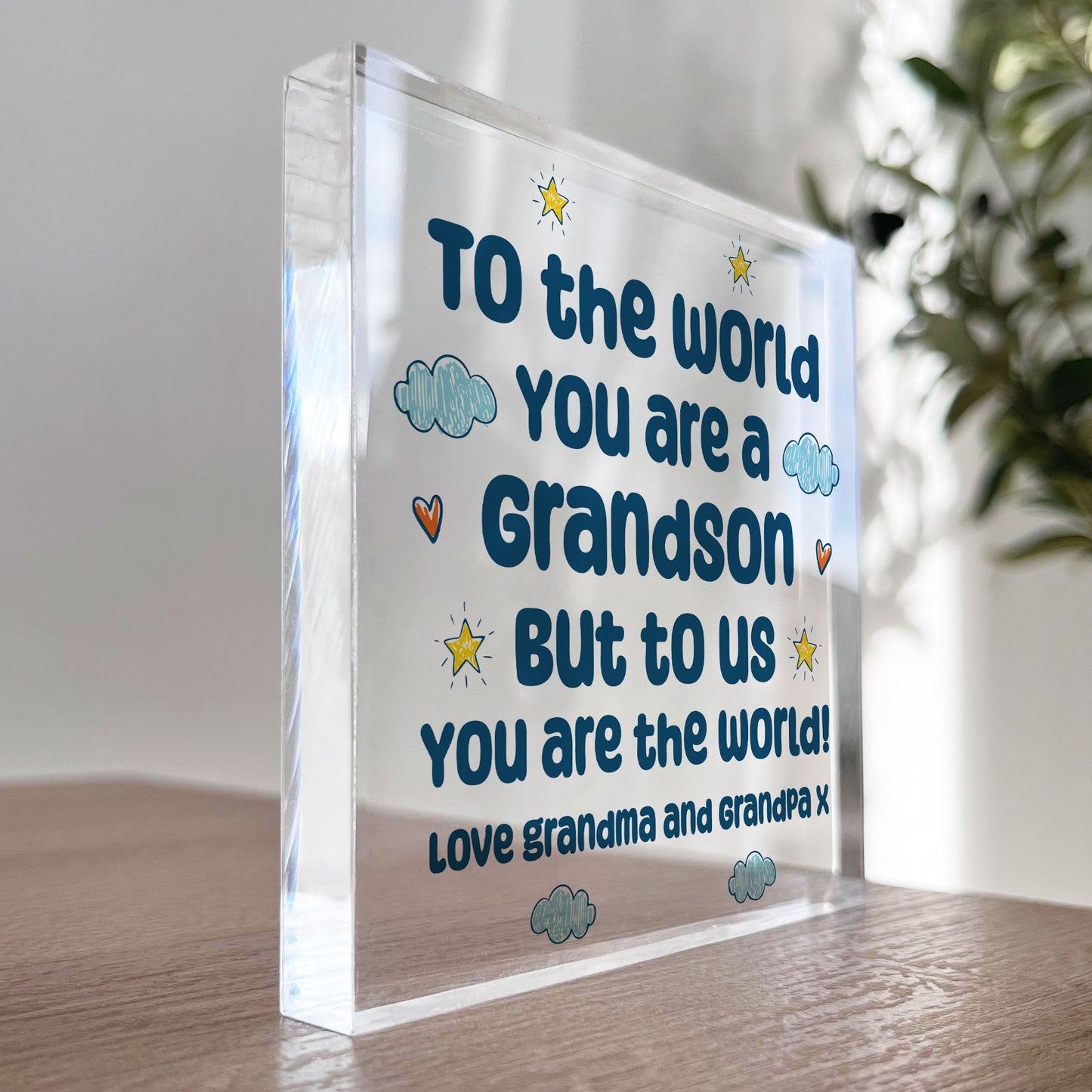 Grandson Gift Keepsake Block Christmas Birthday Gift