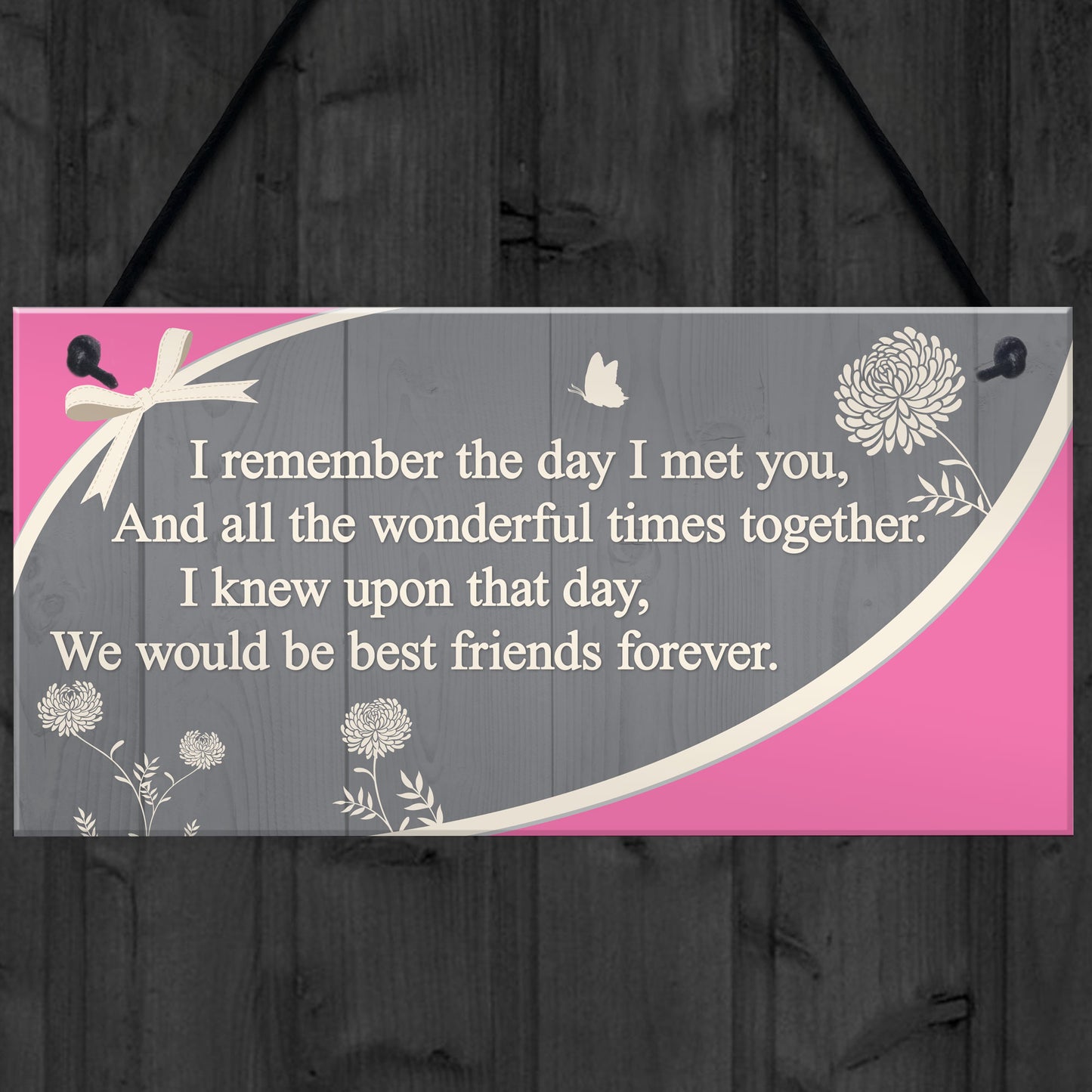 Friendship Sign Wood Hanging Heart Best Friend Plaque Thank You
