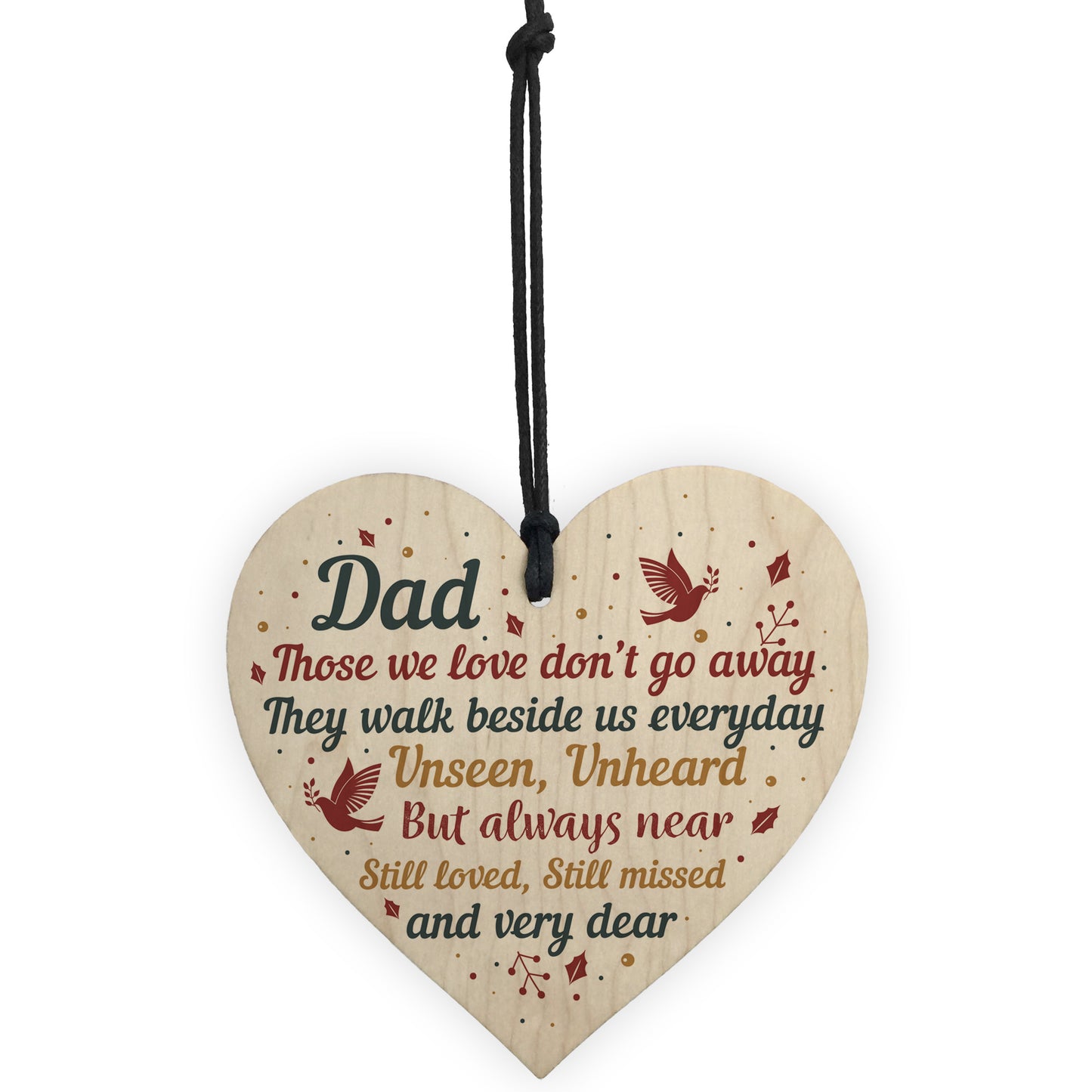 DAD Memorial Plaques Wood Heart Christmas Tree Bauble Ornament