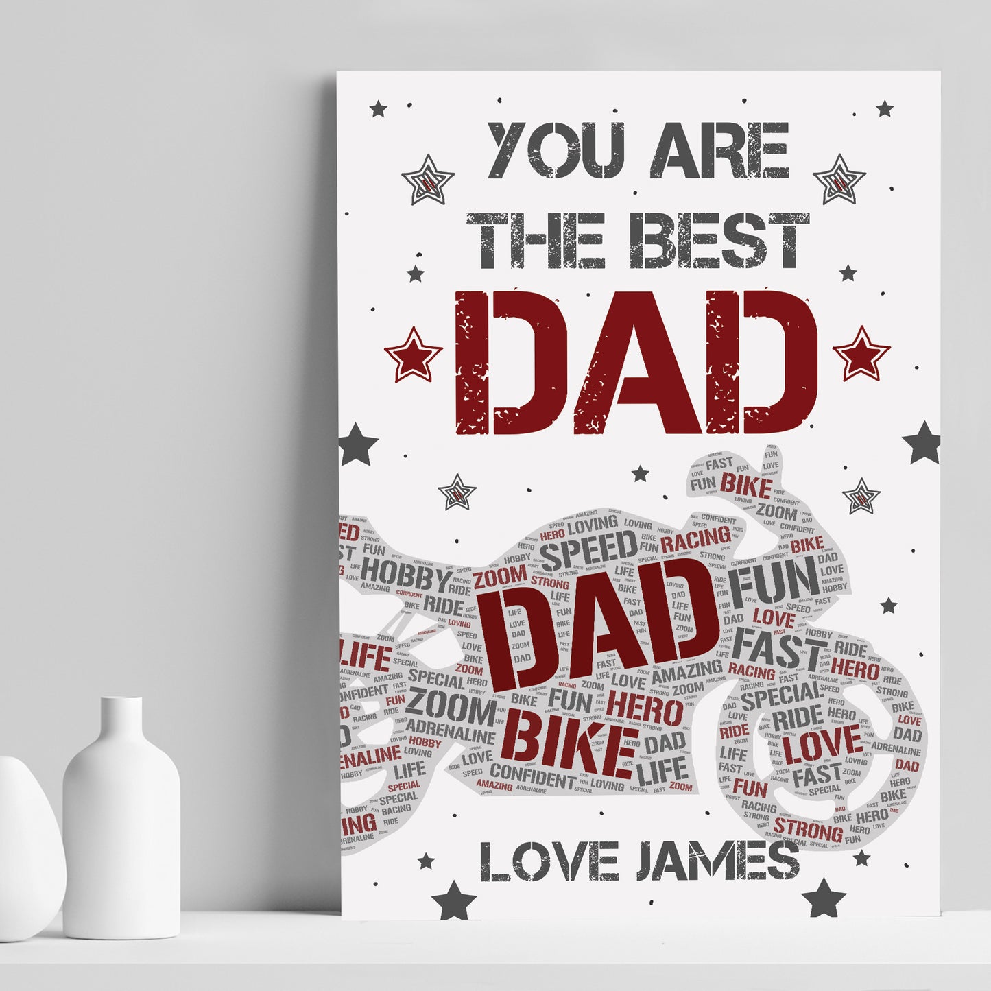 Motorbike Sign Biker Personalised Print Fathers Day Gift for Dad