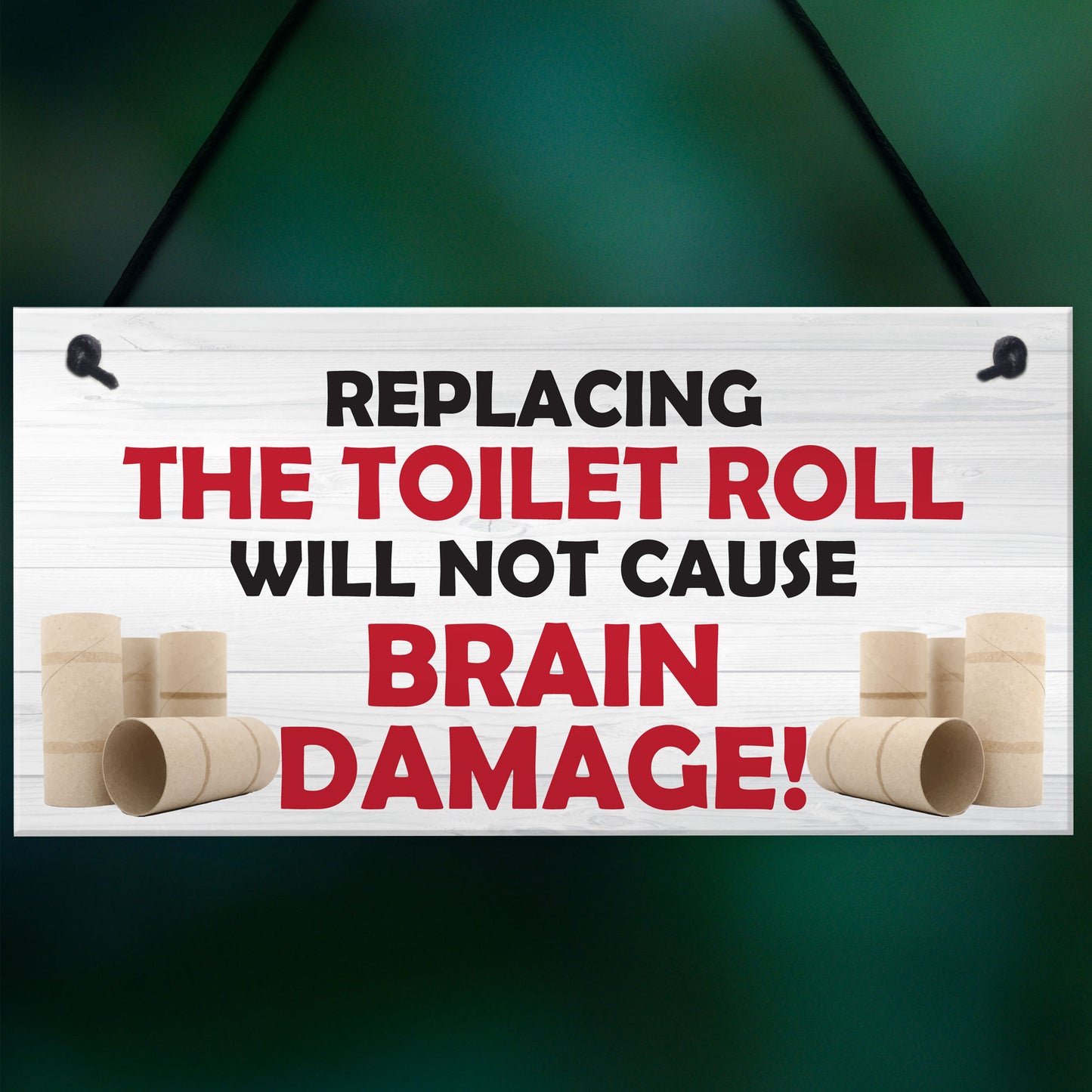 Replacing The Toilet Roll Bathroom Funny Present Hanging Plaque