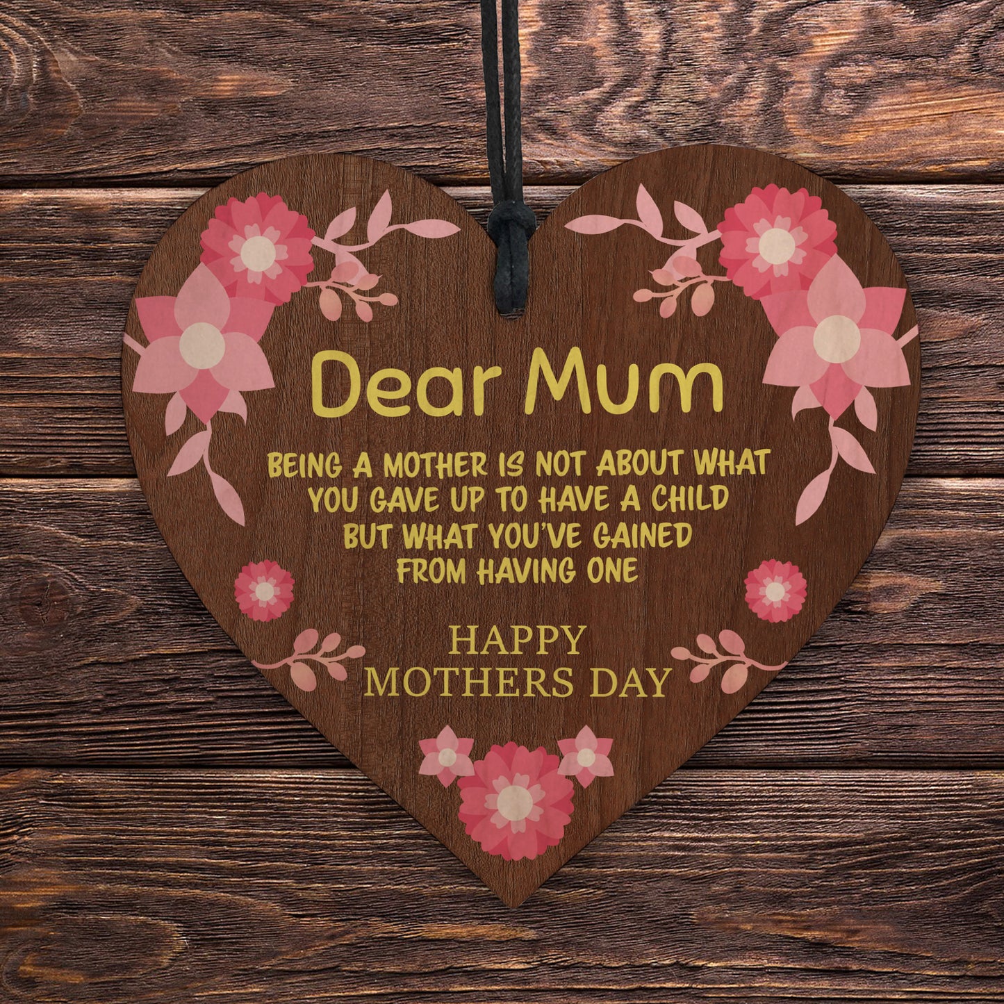 Mothers Day Gift Hanging Sign For Mum Wooden Heart Cute Quote