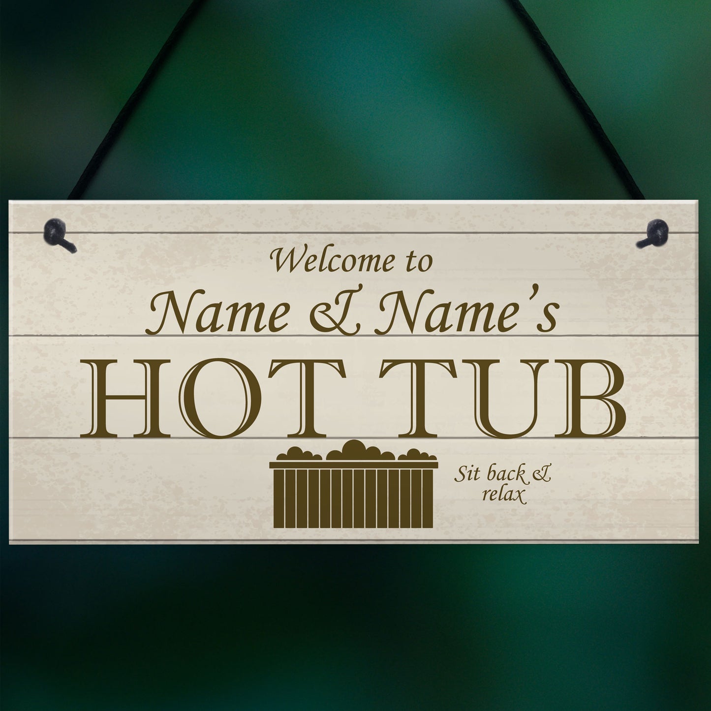 Shabby Chic HOT TUB Sign Personalised Garden Shed Summerhouse