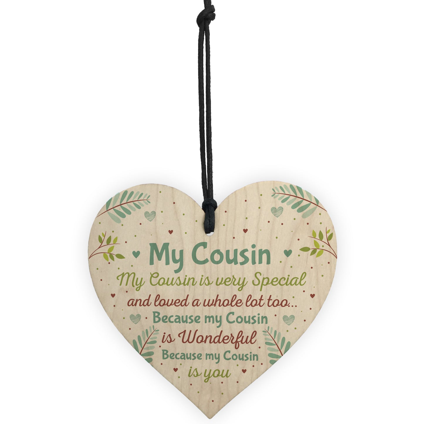 Gift For Cousin Birthday Xmas Gift Wood Heart Plaque Cousin Gift