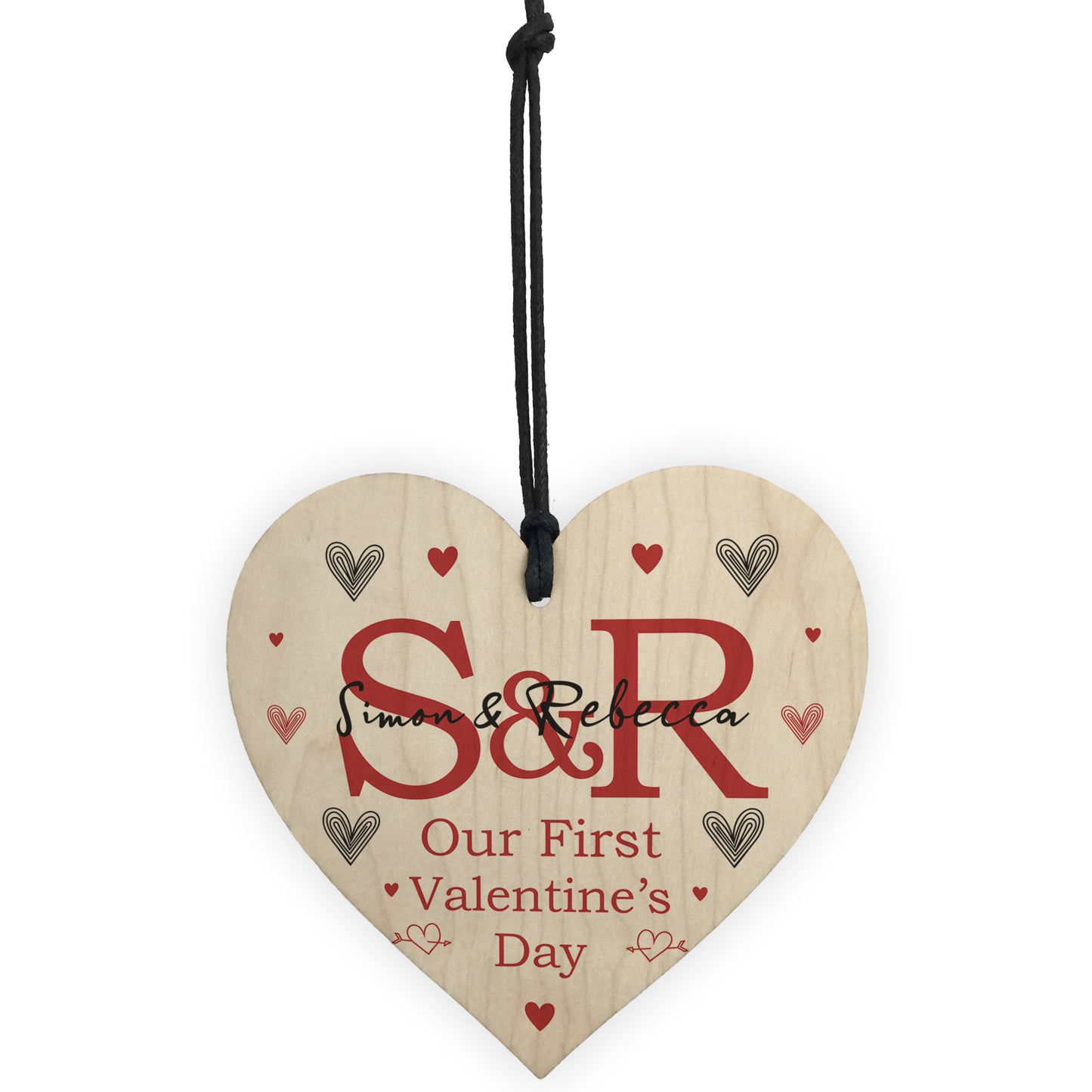 Our First Valentines Day Gift Wood Heart Personalised Boyfriend
