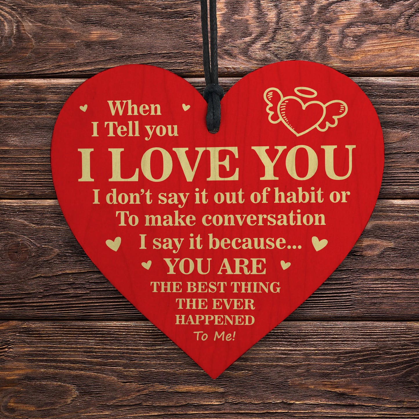 Valentines Day I Love You Wood Heart Gift For Boyfriend