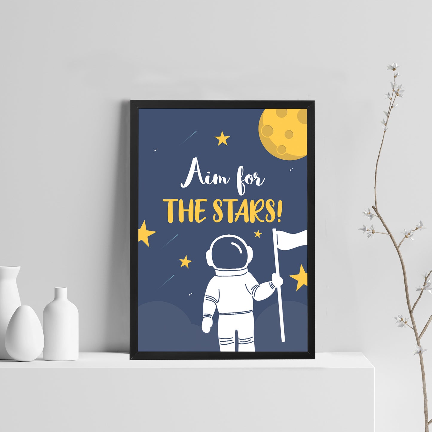 FRAMED Space Wall Art Boys Bedroom Decoration Baby Nursery Print