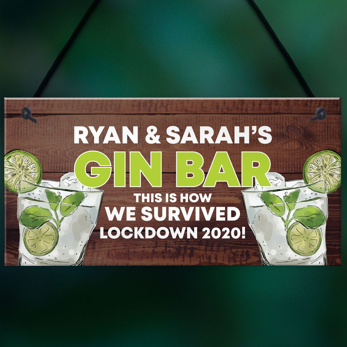 PERSONALISED Gin Bar Lockdown Gift Funny Home Bar Sign