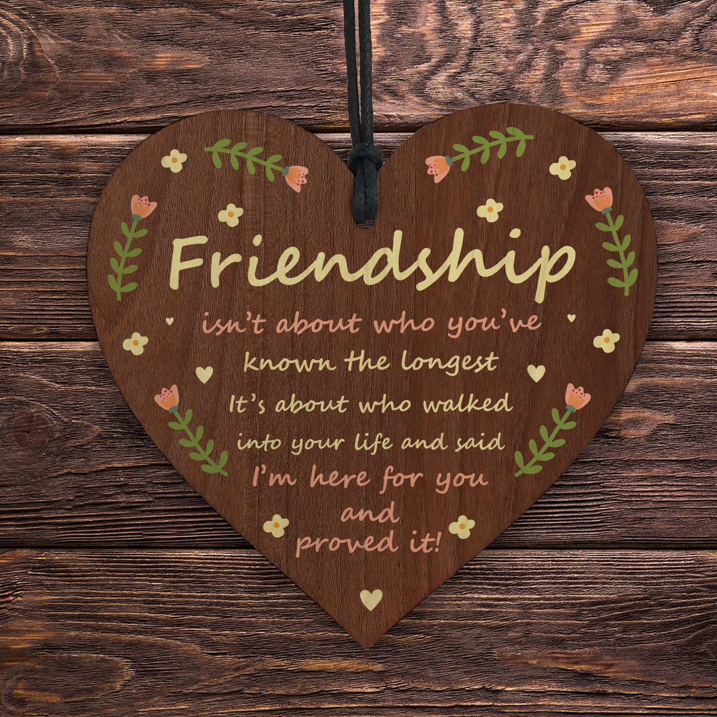 Best Friends Wood Hanging Heart Friendship Gift Sentimental Gift