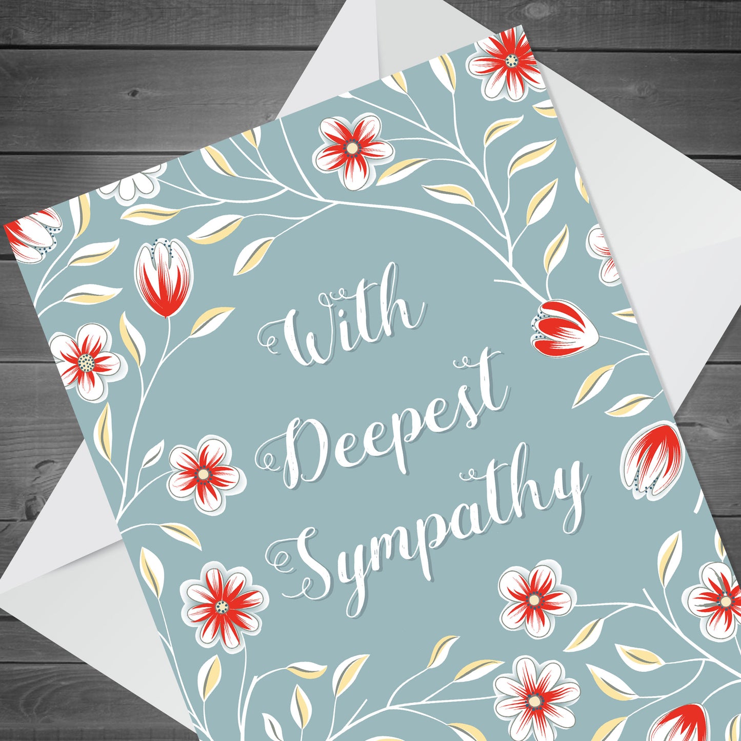 With Deepest Sympathy Floral Heartfelt Condolences Card