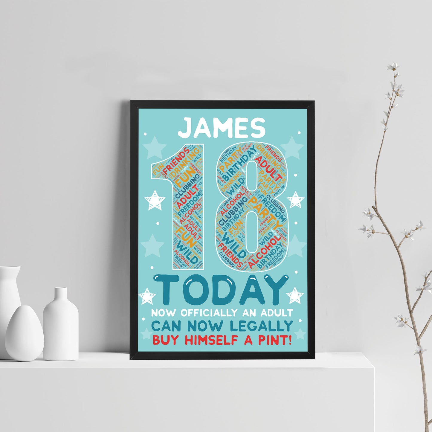 18th Birthday Gift Daughter Son Personalised Word Art Print