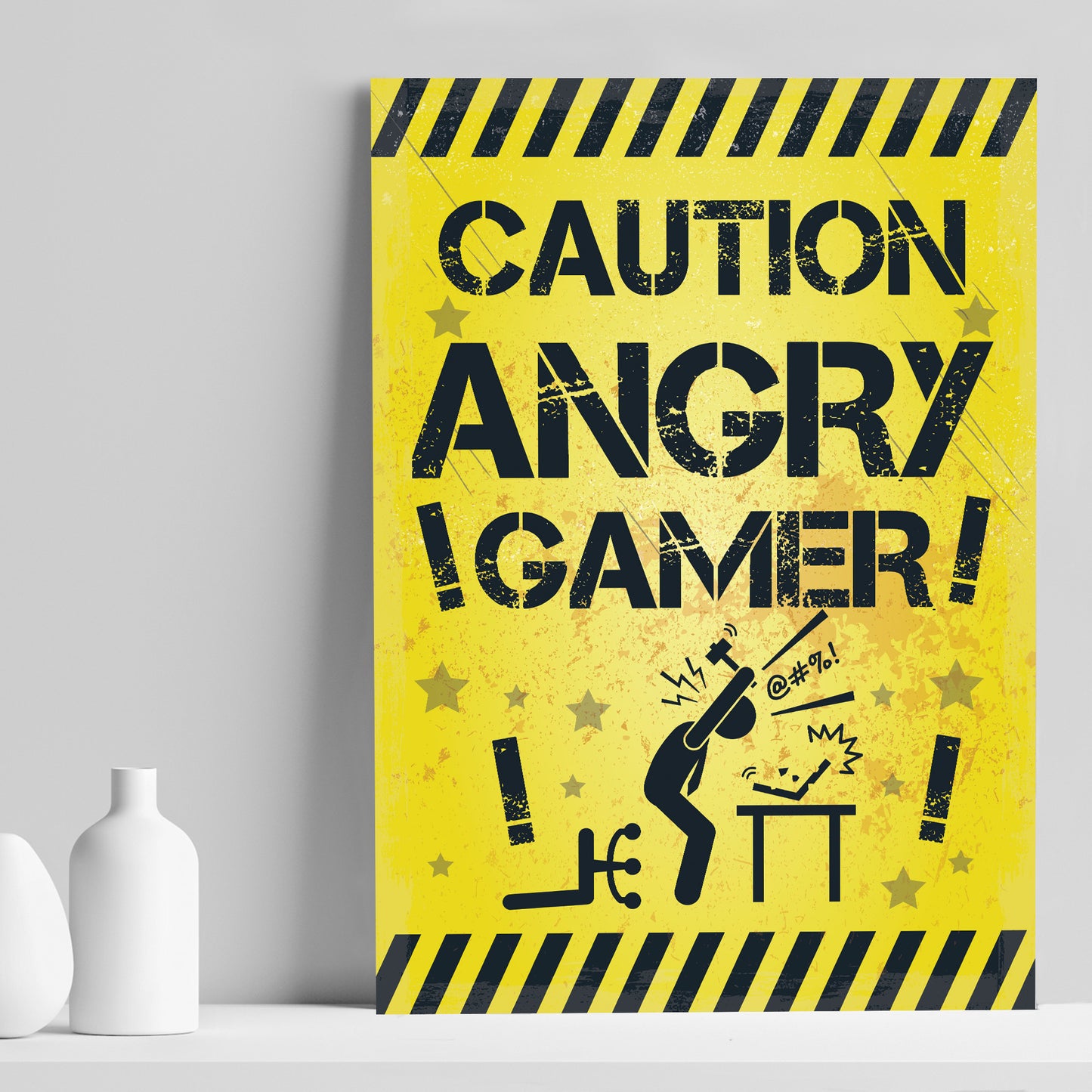 Angry Gamer Print For Wall Boys Bedroom Decor Funny Gamer Gift