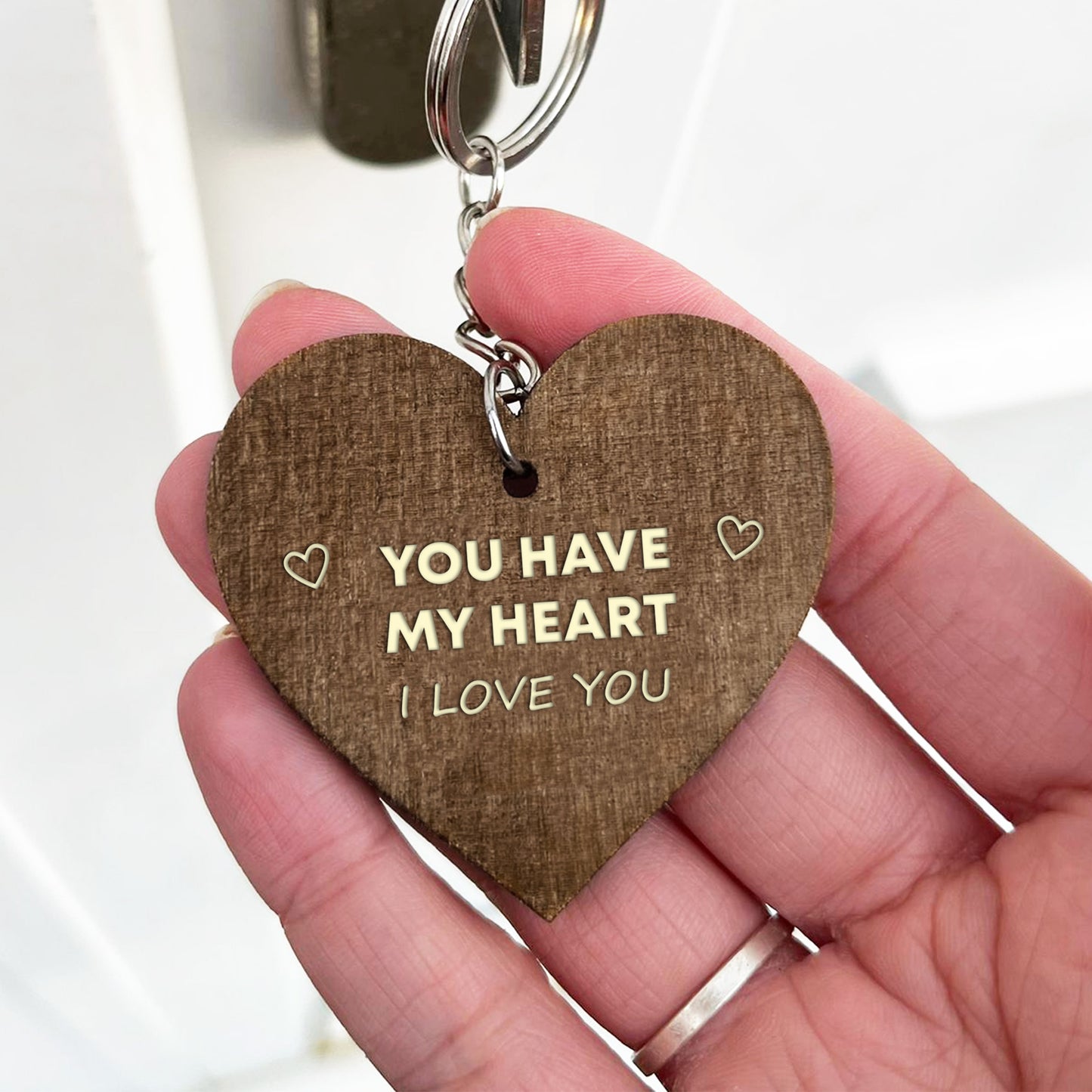 Valentines Day Gift Wood Keyring Valentines Gift For Him Her