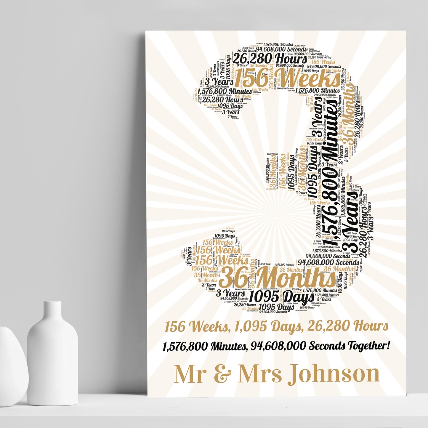 3rd Anniversary Gift For Him Print 3rd Anniversary Gift For Her