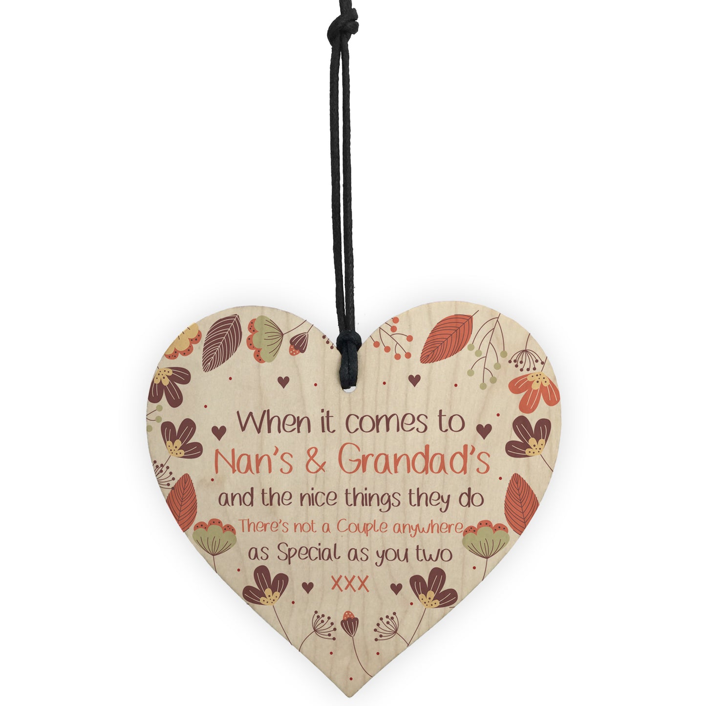 Nan And Grandad Gift For Birthday Christmas Wooden Heart