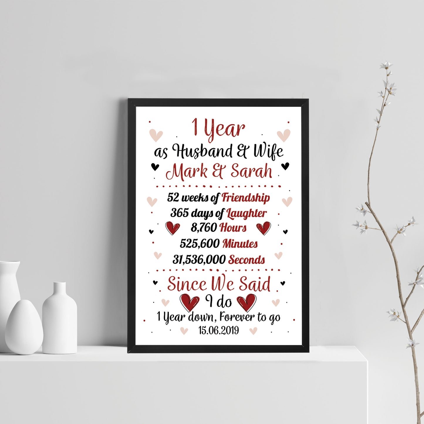 Personalised Wedding Gift 1st Year Anniversary Husband Wife Gift