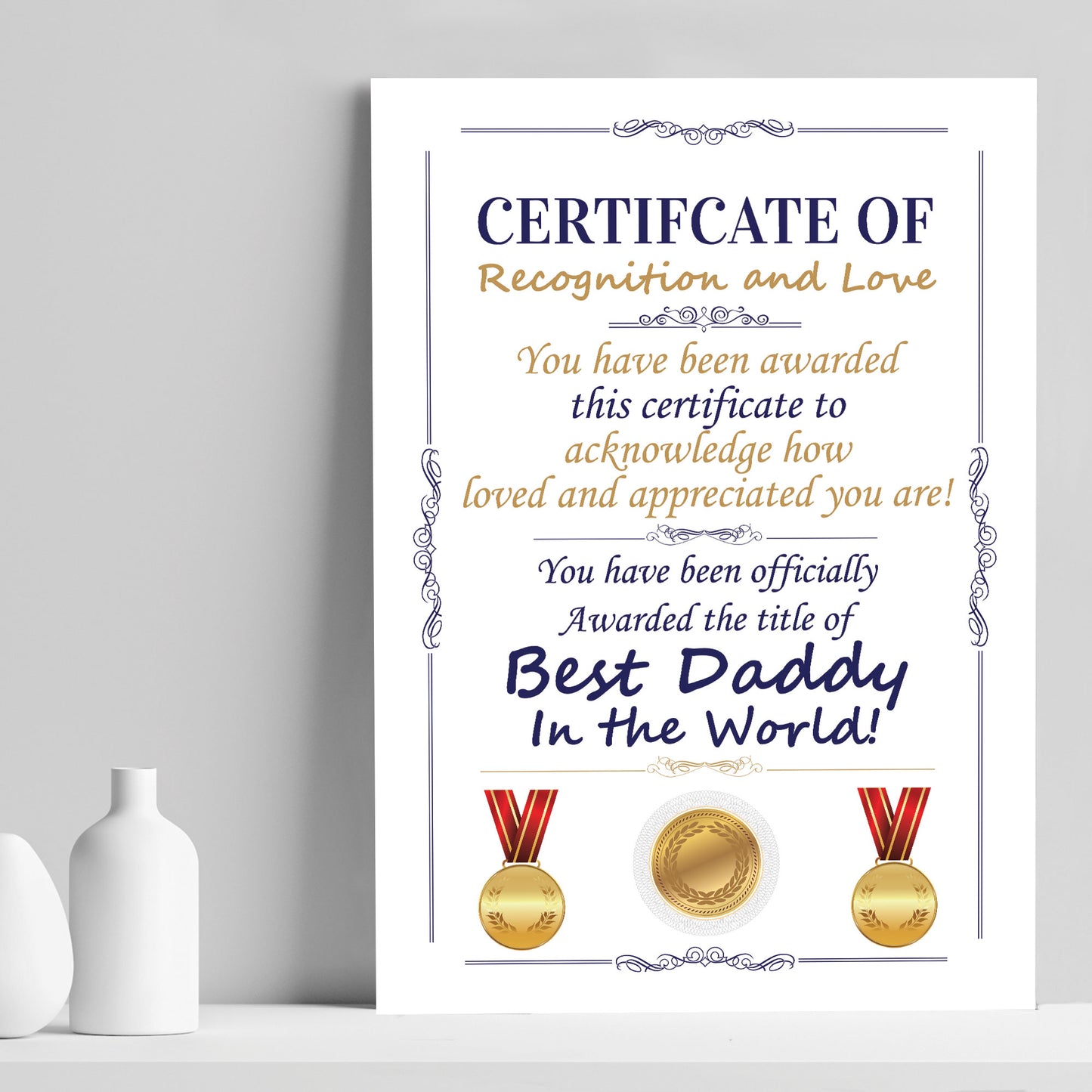 Novelty Certificate Fathers Day Birthday Funny Gift For Daddy