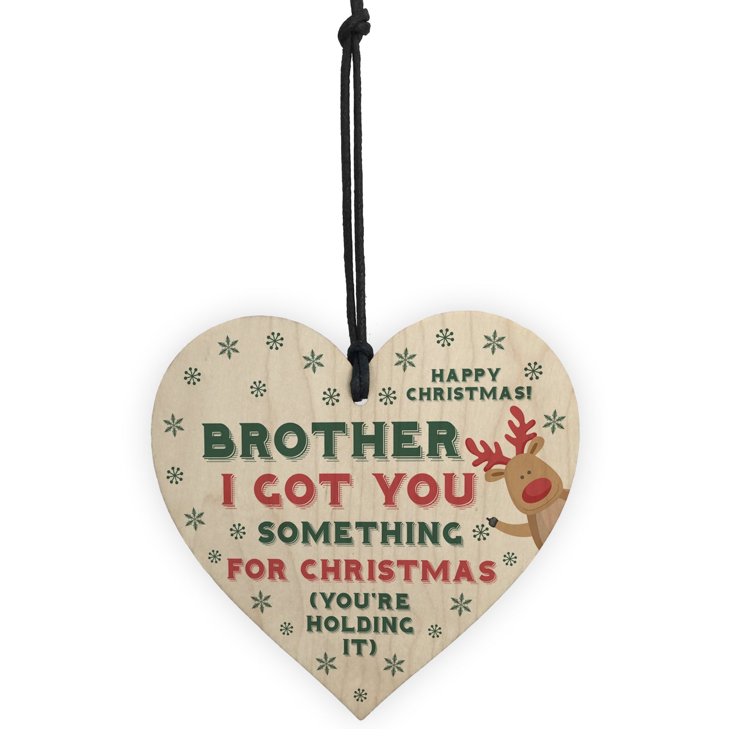 Funny Christmas Gift For Brother Wooden Heart Novelty Rude Gift