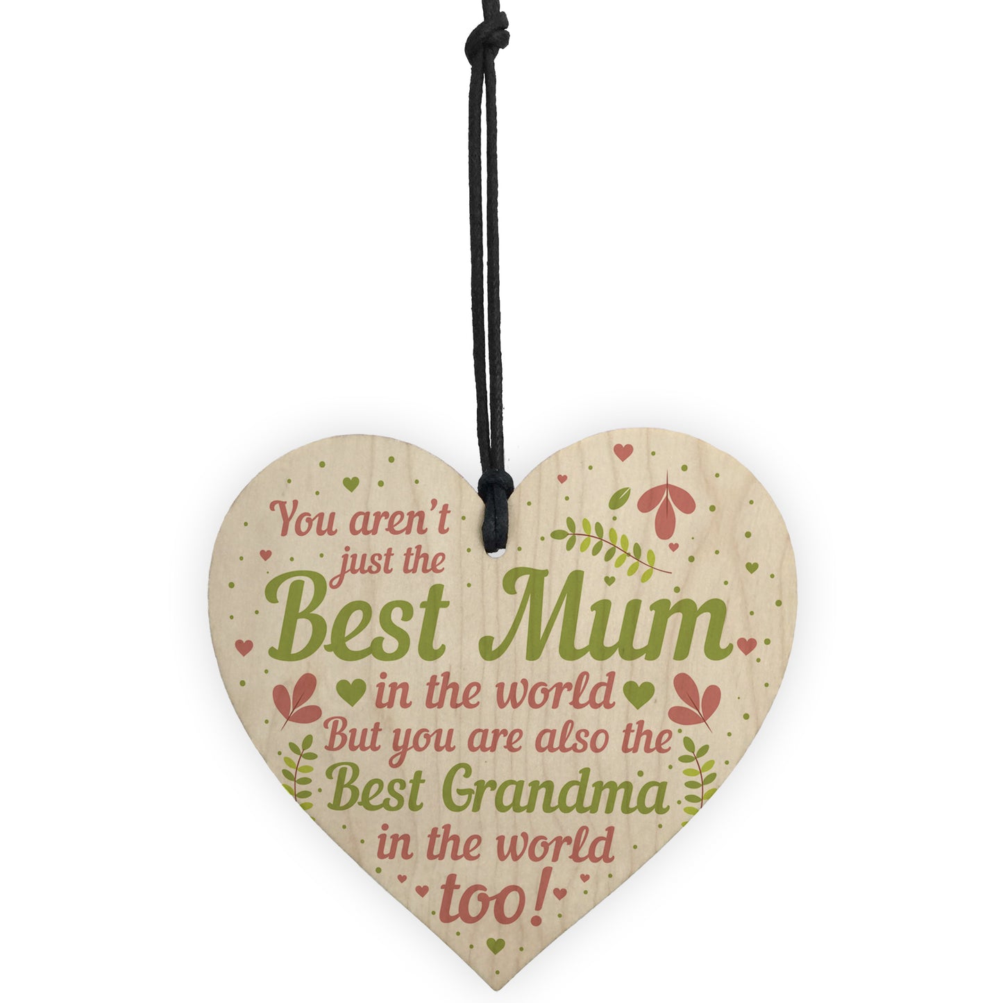 Cute Mother's Day Gift Card Wooden Heart Mum Gifts Best Grandma