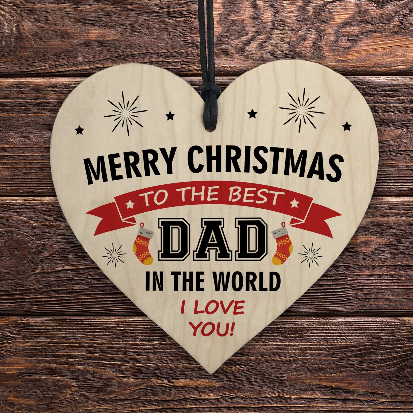 Dad Gift From Daughter Son Wooden Hanging Christmas Heart