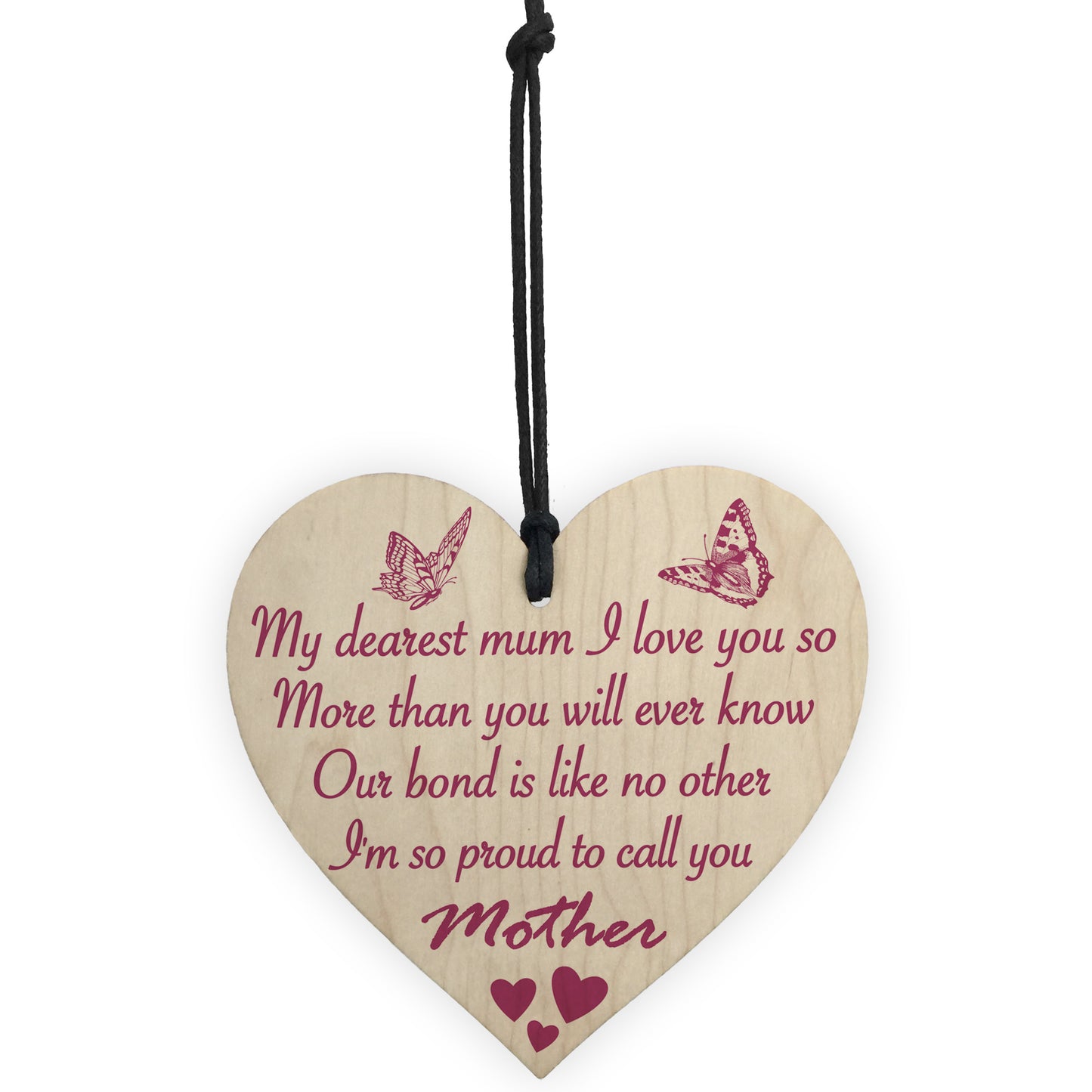 Dearest Mum Proud Mother Wooden Heart Hanging Sign Gift