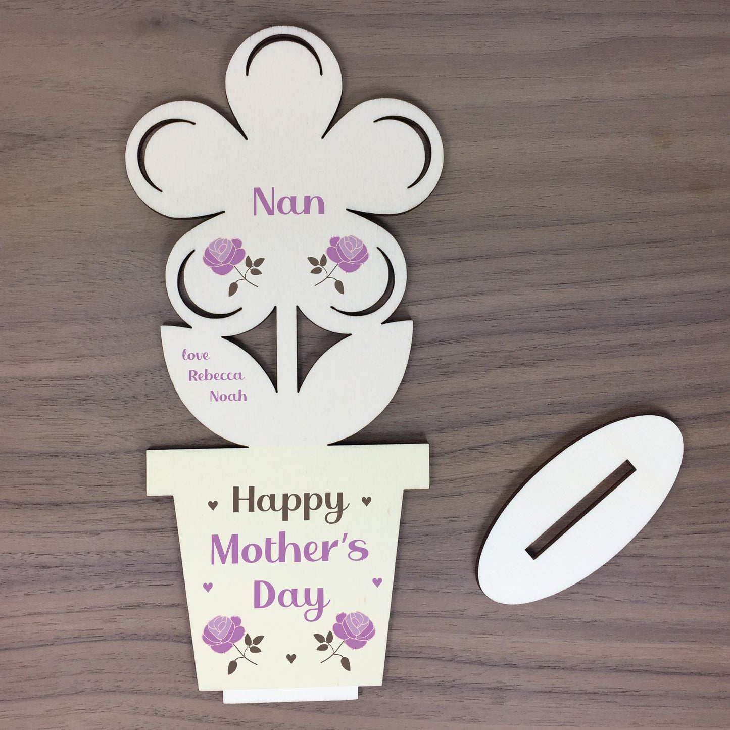 Happy Mothers Day Gift For Nan Wooden Flower Personalised