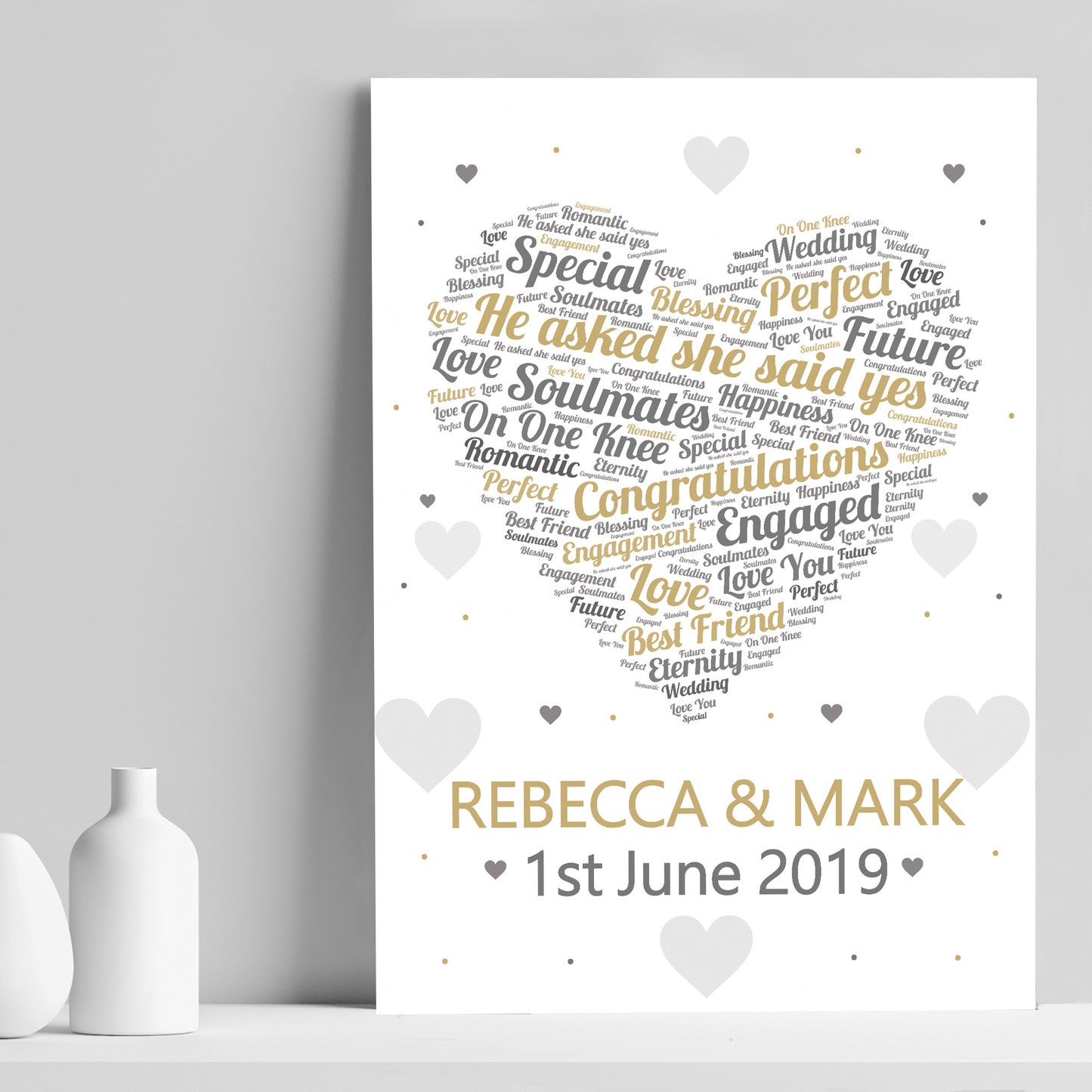 Engagement Gift Personalised Keepsake Print Engagement Present