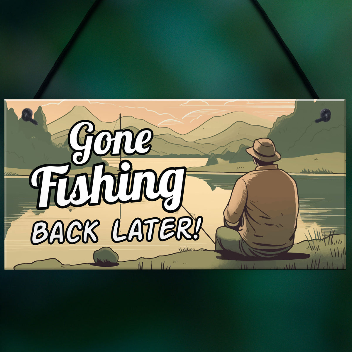 Gone Fishing Hanging Plaque Novelty Fishing Gifts For Men Dad