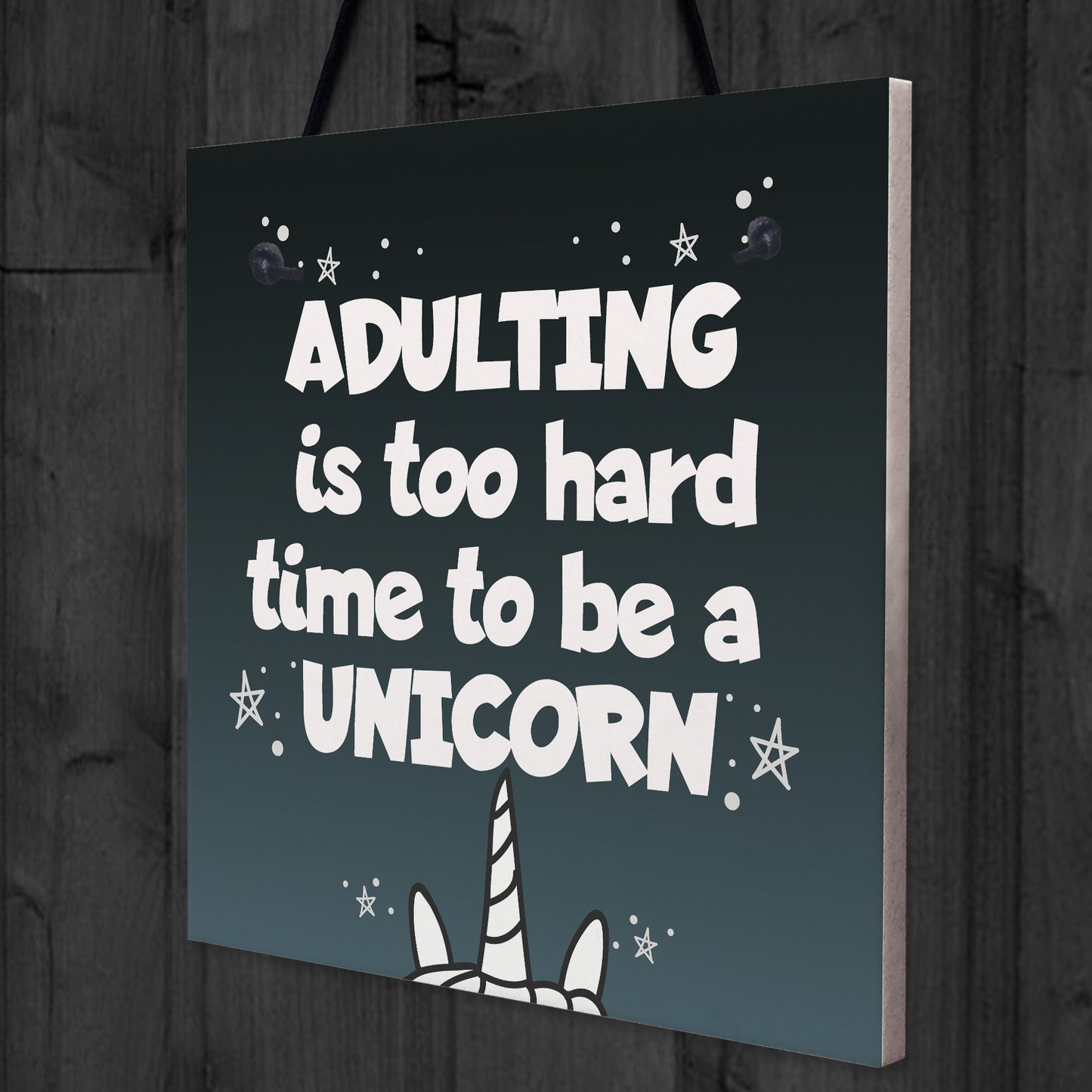 Adulting Is Too Hard - Unicorn Wall Bedroom Plaque Sign Funny