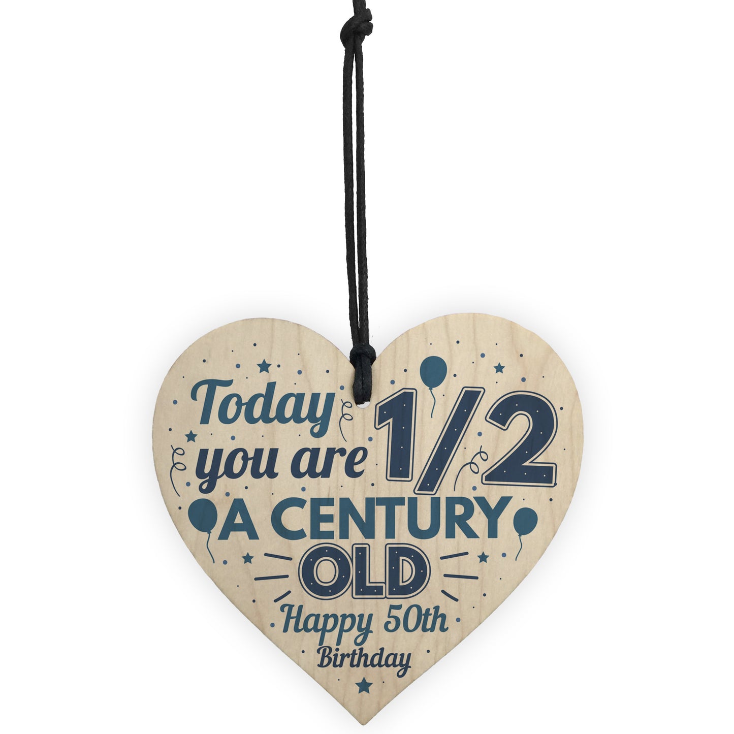 Novelty 50th Birthday Gift For Men Women Hanging Wooden Heart