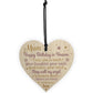 MUM Birthday Memorial Plaque Wood Heart Sign Grave Tribute Gift