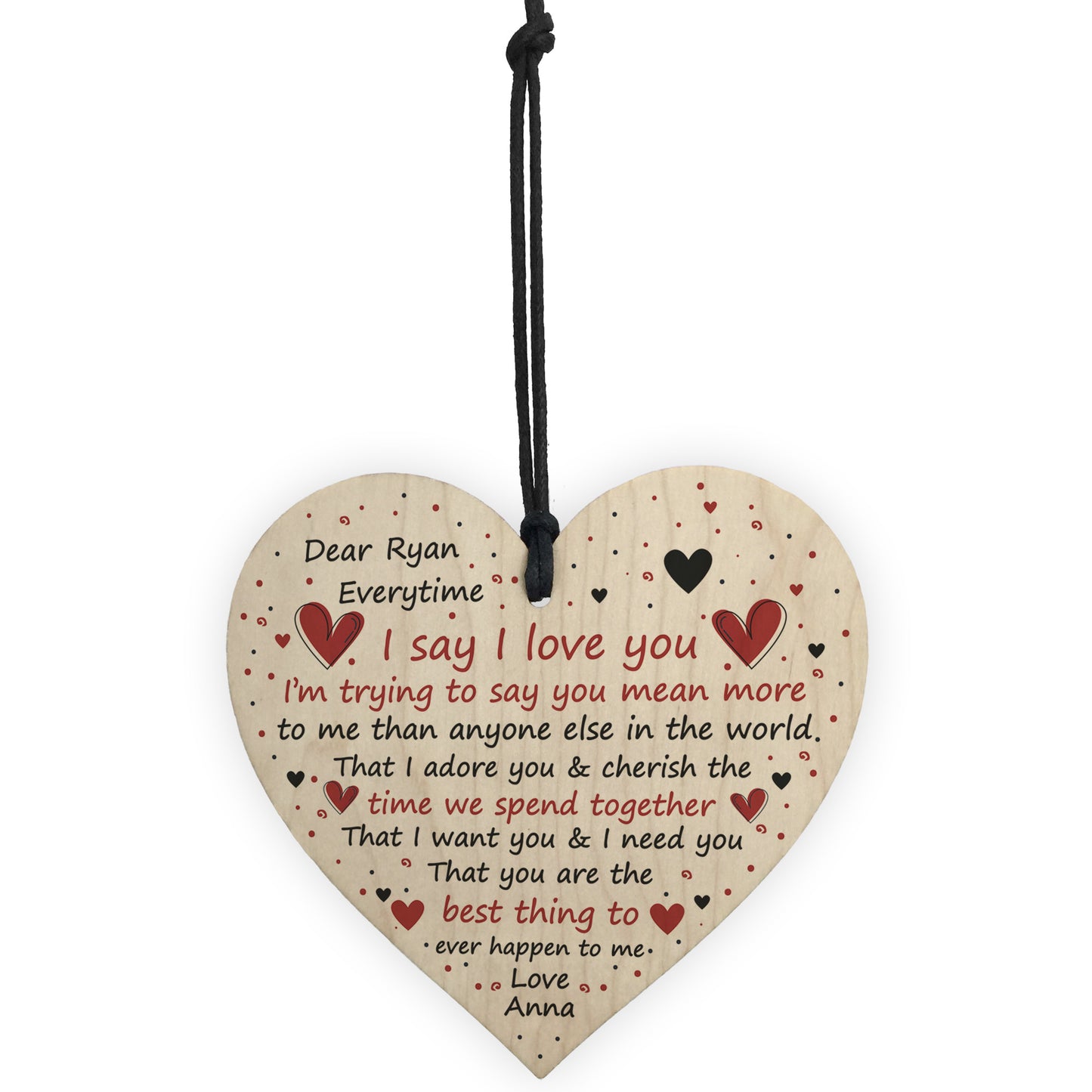 Personalised Love You Heart Special Anniversary Valentines Day