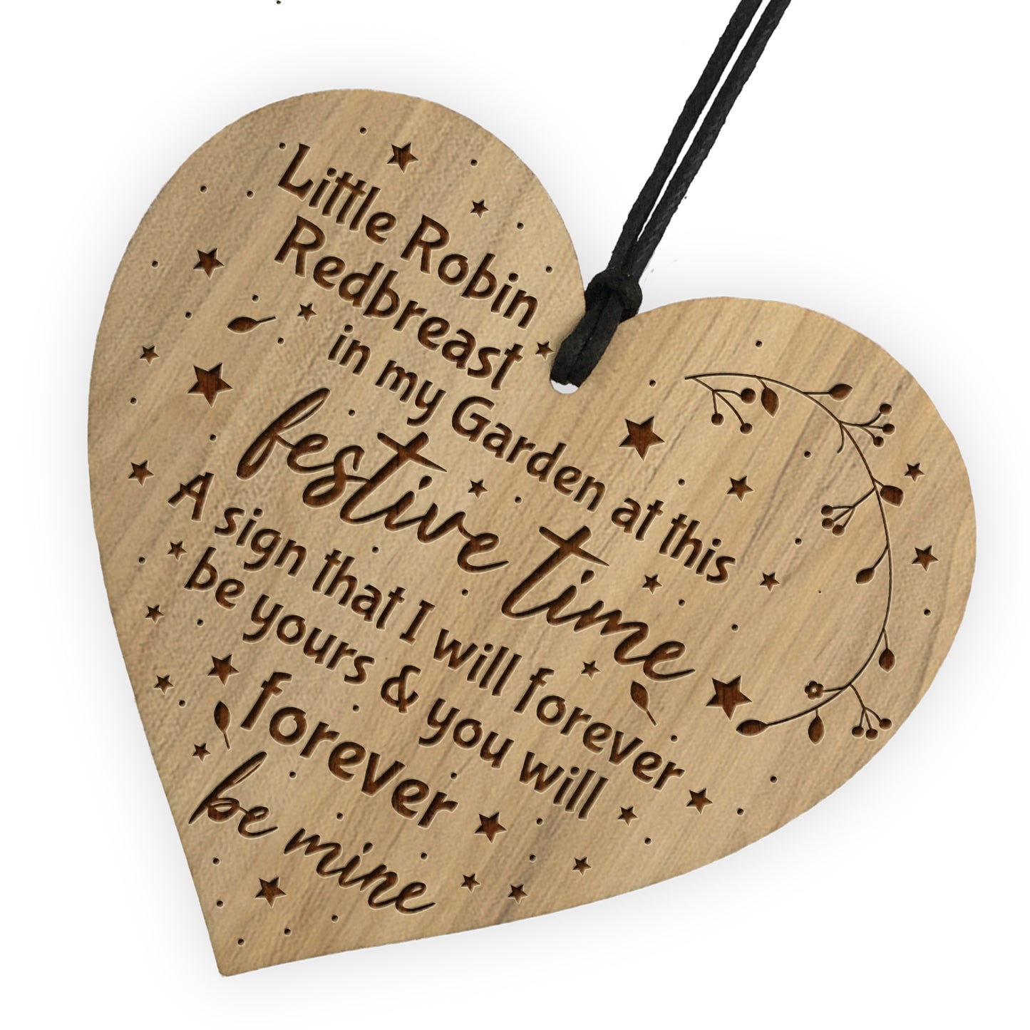 Memorial Sign Engraved Wood Heart Christmas Tree Decoration