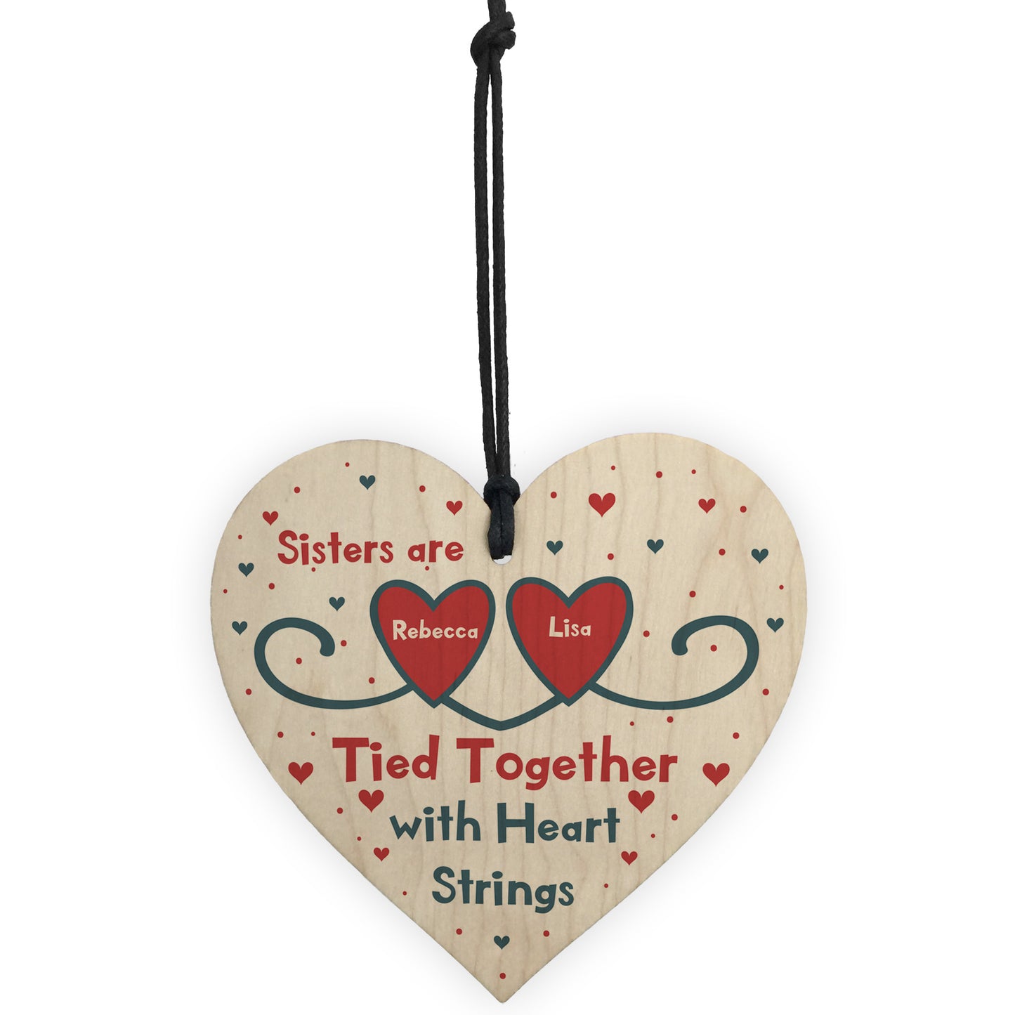Gift For Sister Birthday Christmas Wood Heart PERSONALISED