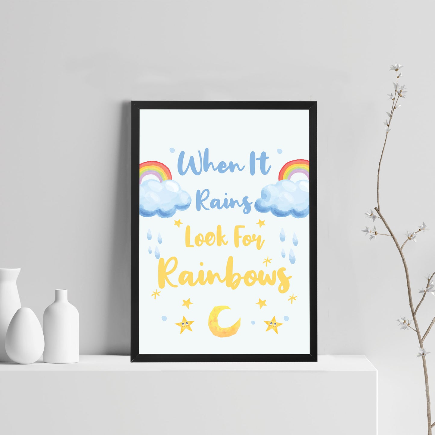 Rainbow Nursery Wall Art Decor Quote Boy Girl Nursery Pictures