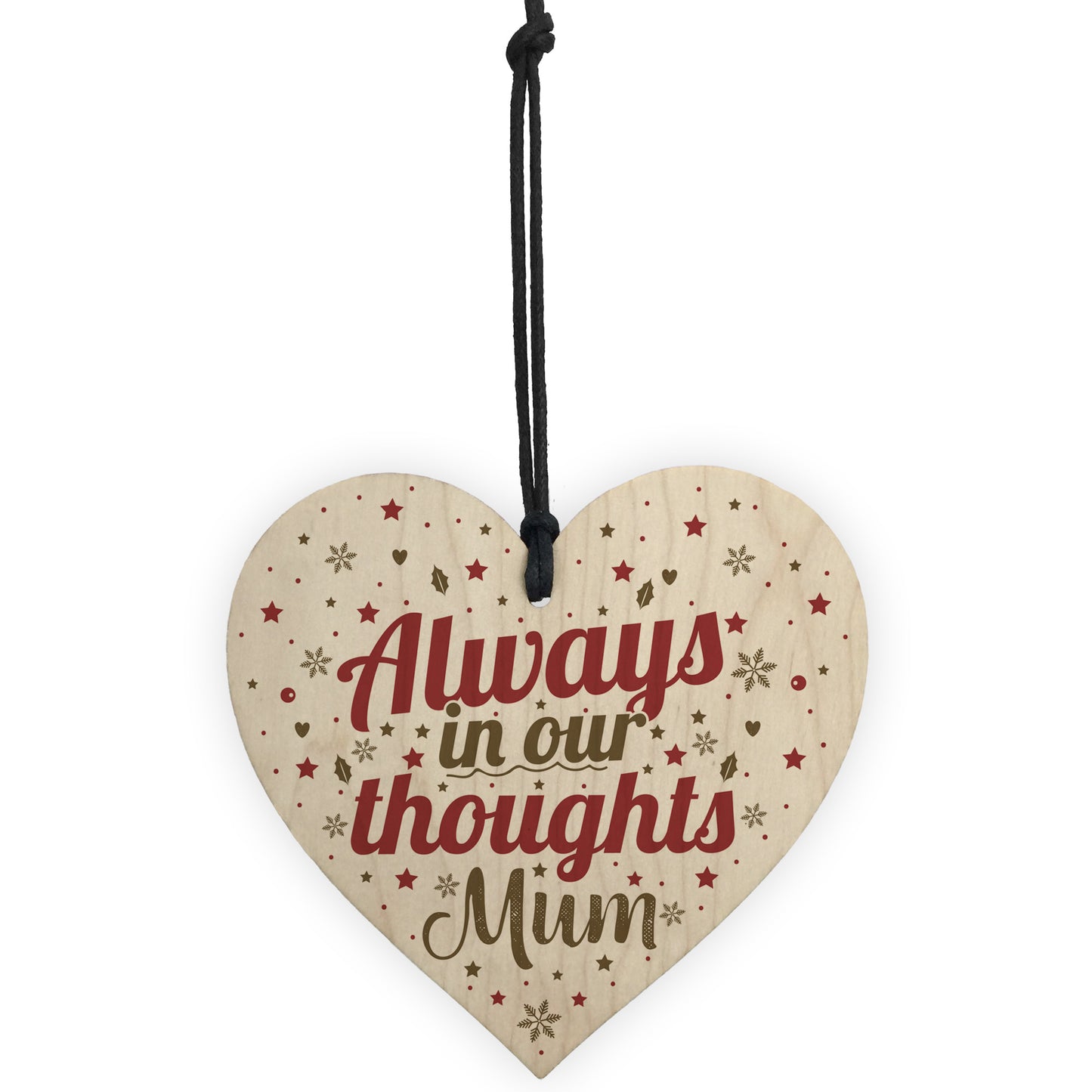 Mum Memorial Christmas Tree Bauble Wooden Hanging Heart Xmas