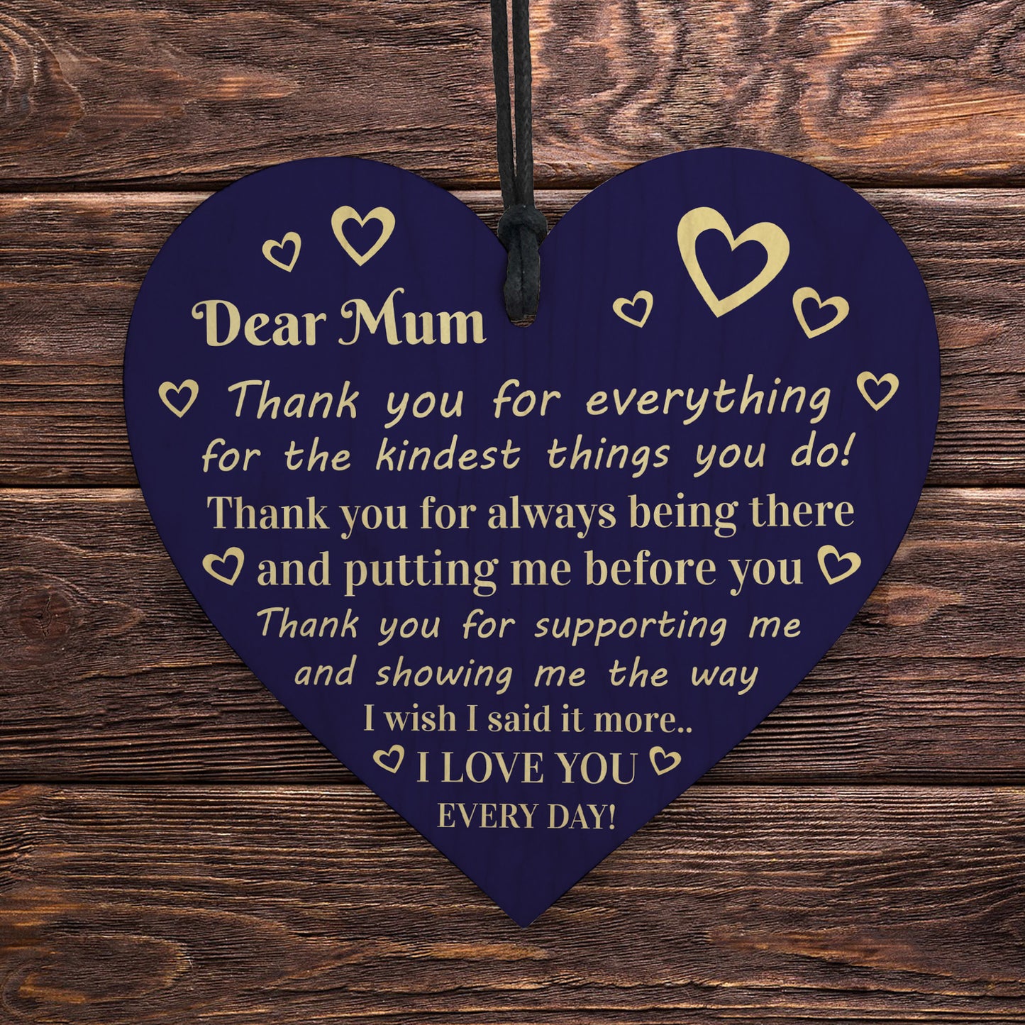 Mothers Day Birthday Gift For Mum Thank You Wooden Heart Gift