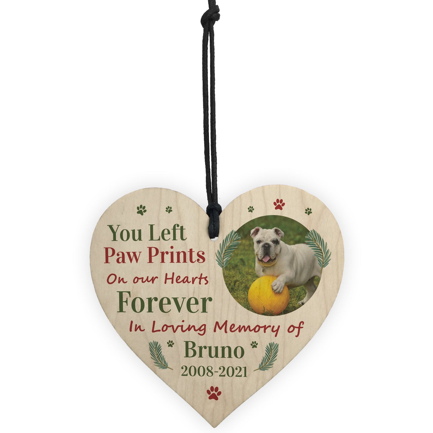 Wood Christmas Decoration Photo Personalised Dog Memorial Gift
