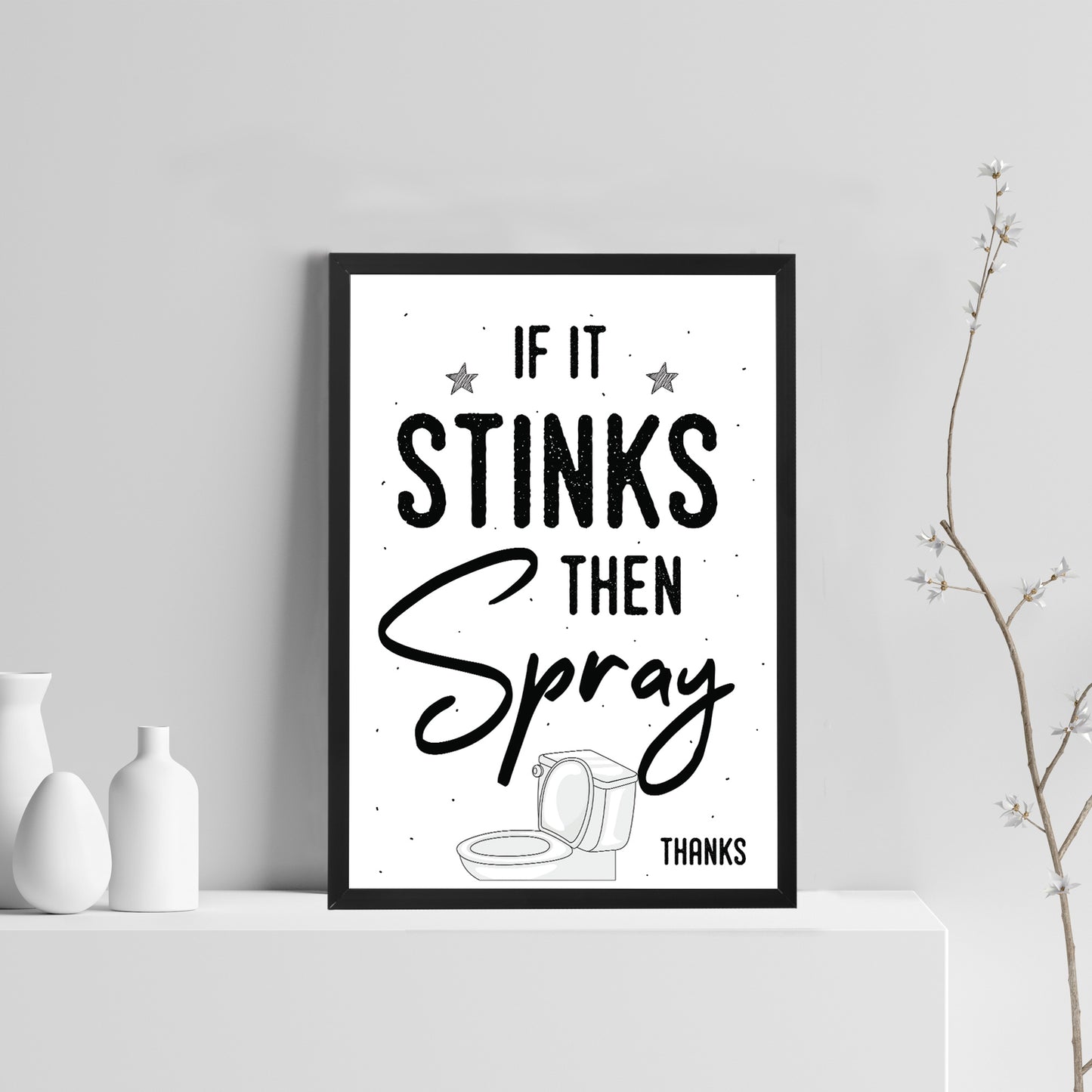 Bathroom Prints Funny Toilet Sign Loo Sign Toilet Decor Framed