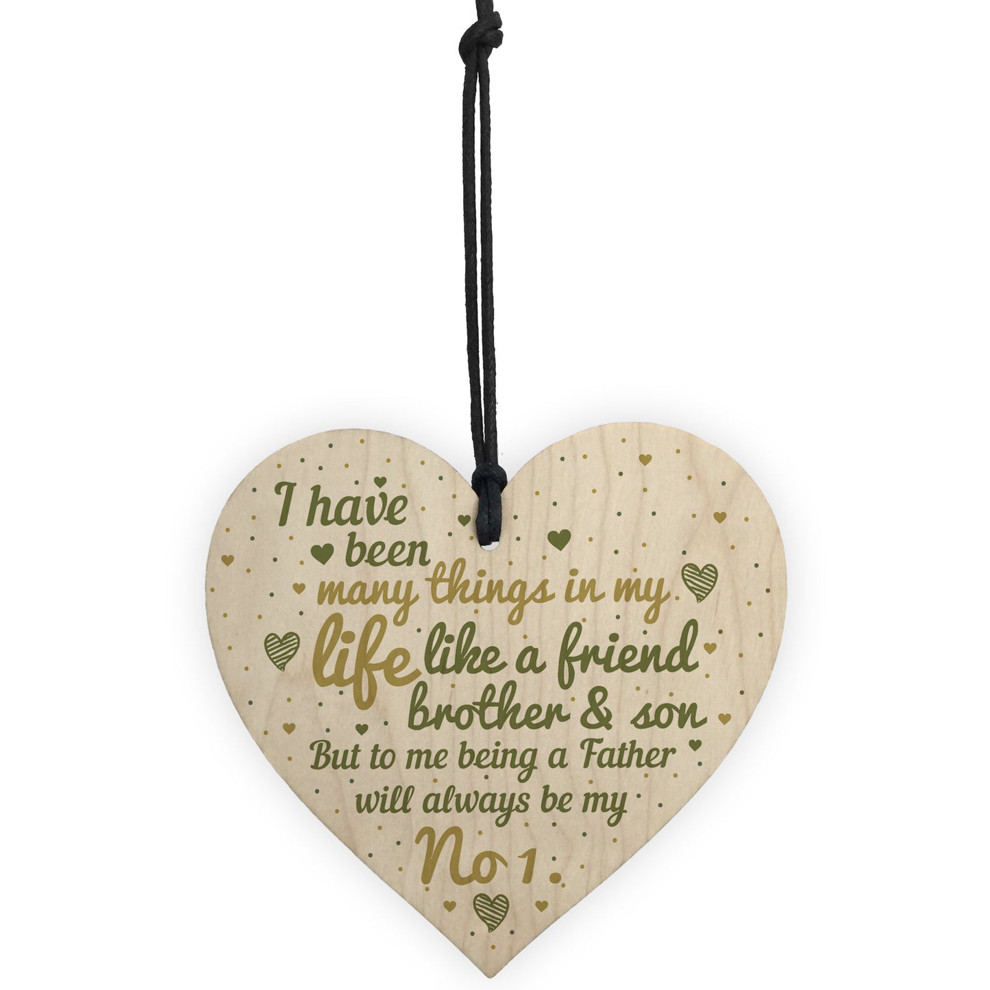 Dad Daddy Father Son Friendship Gift Wooden Heart Chic Plaque
