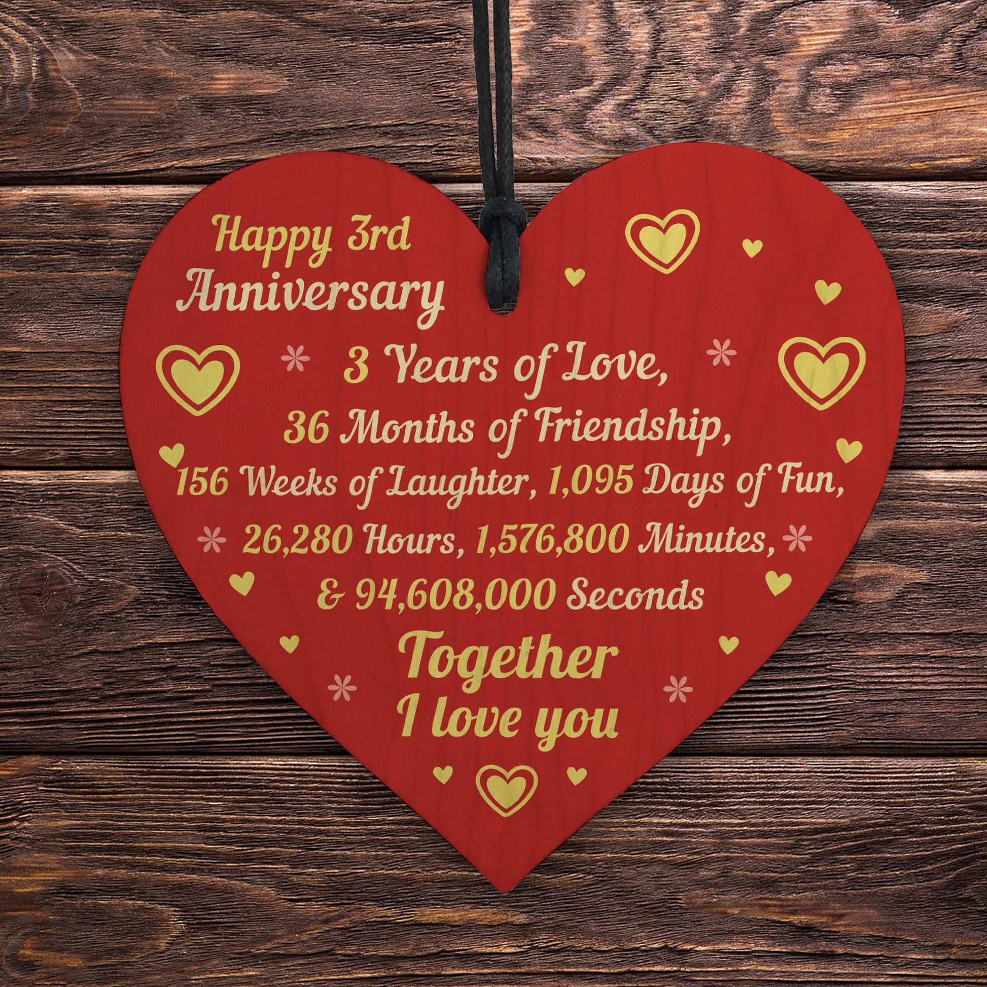 3rd Wedding Anniversary Gifts for Husband Wife Boyfriend – Red Ocean Gifts