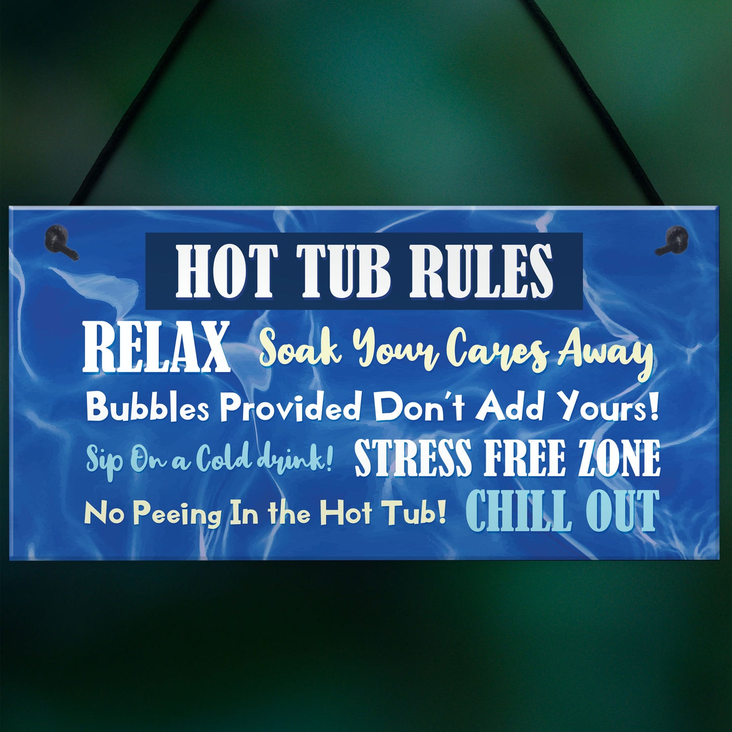 Hot Tub Rules Novelty Hanging Plaque For Garden Funny Signs