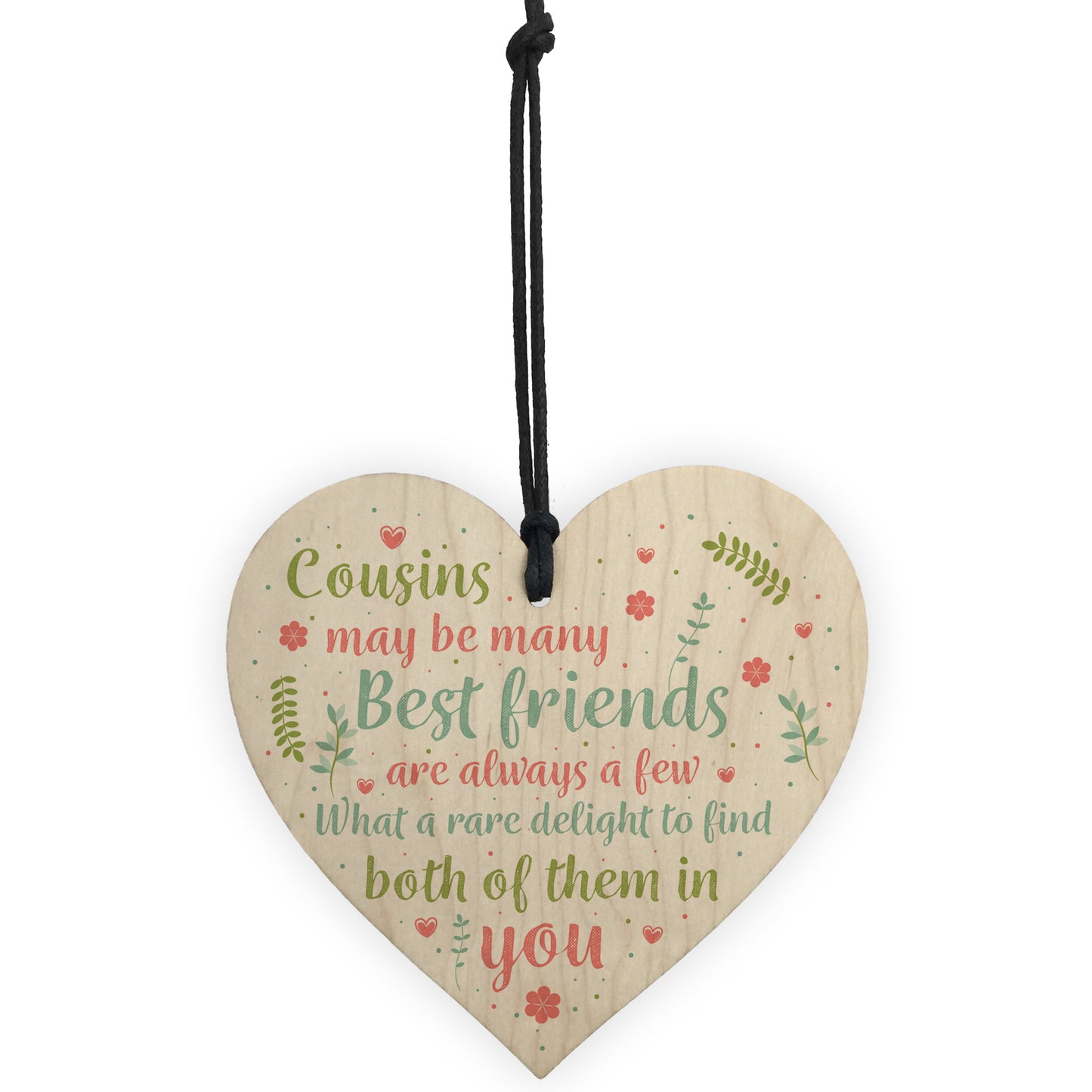Best Friend Cousin Gift Wooden Heart Keepsake Sign Family Plaque