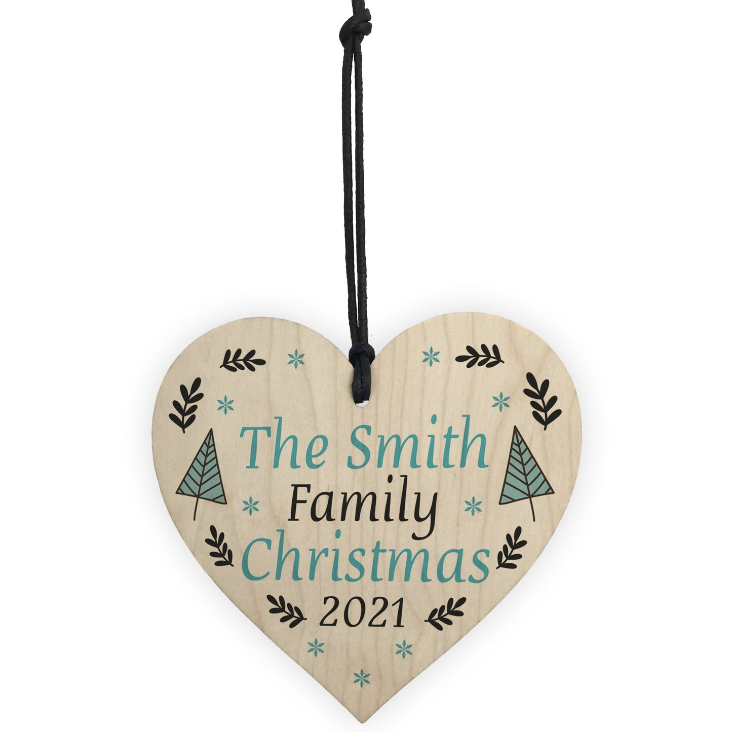Family Tree Decoration SURNAME Personalised Wood Heart