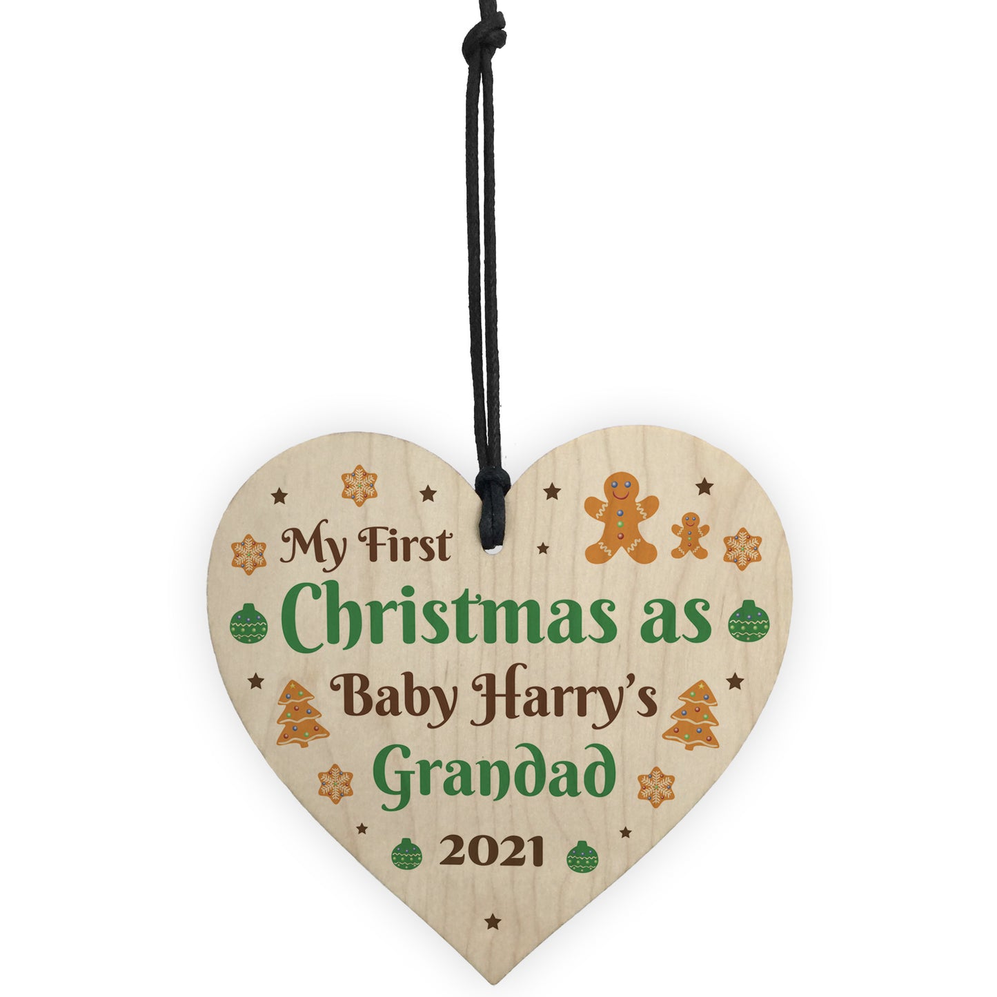First Christmas As A Grandad Wood Tree Decoration Newborn Gifts