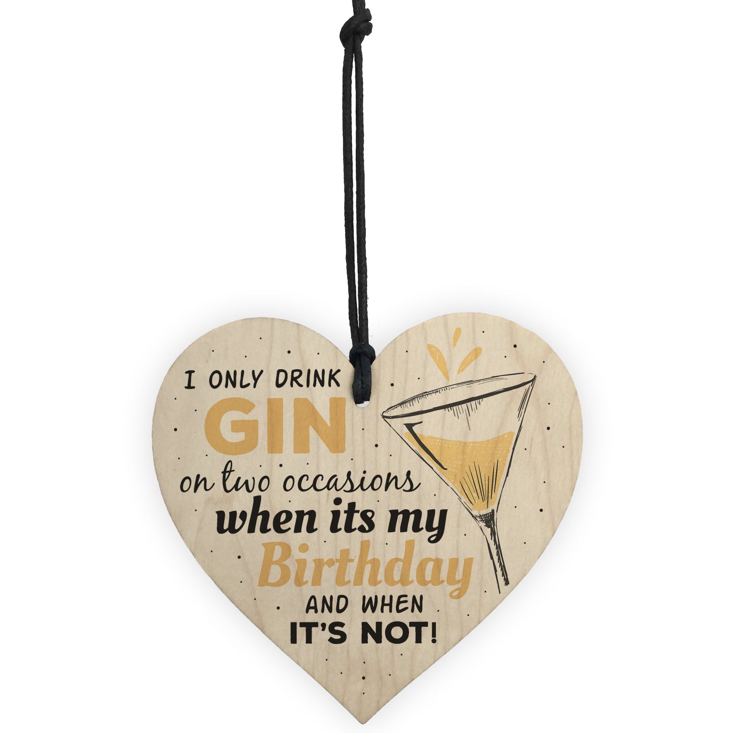 Handmade Wood Heart Sign Gift for Gin Lovers Novelty Birthday